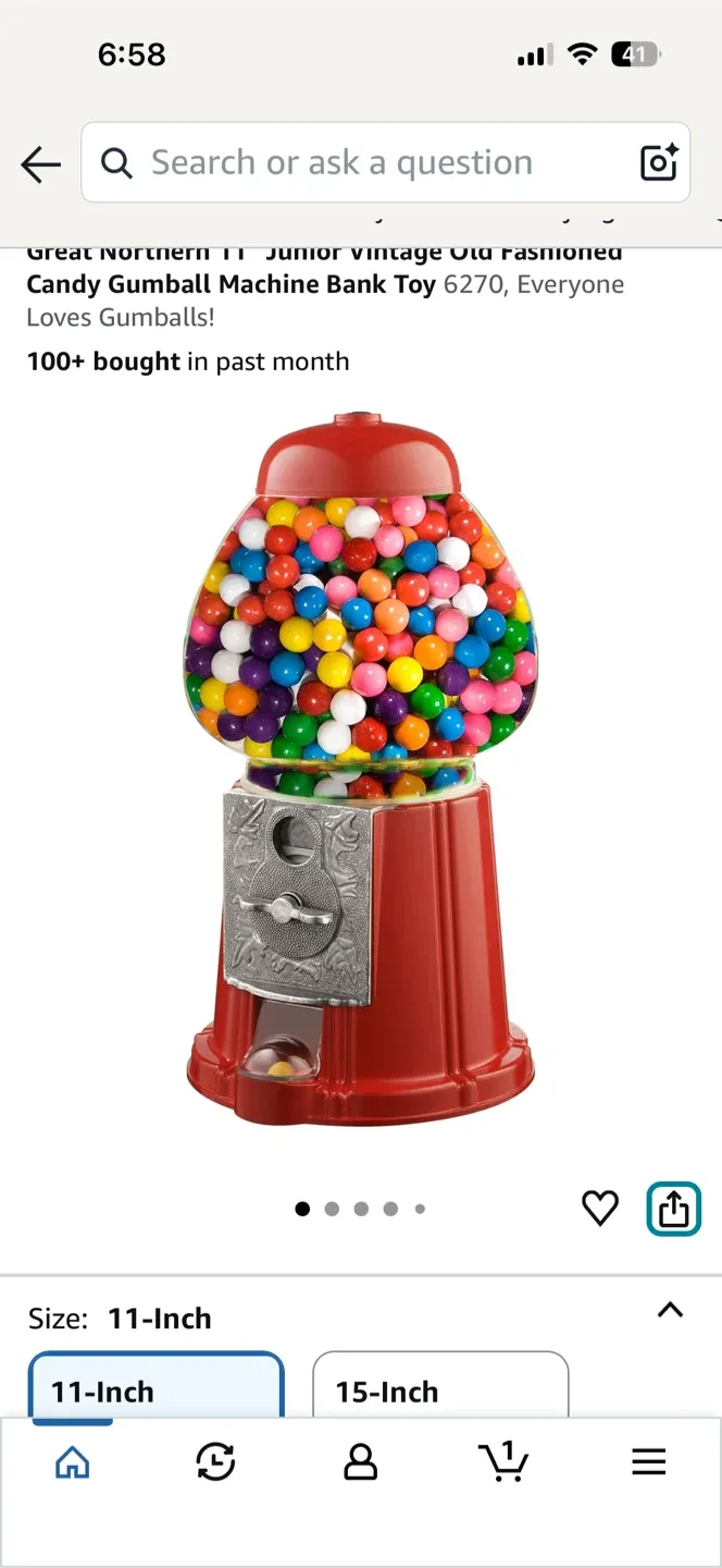 Old Fashioned Gumball Machine Bank - 11" Counter Top
