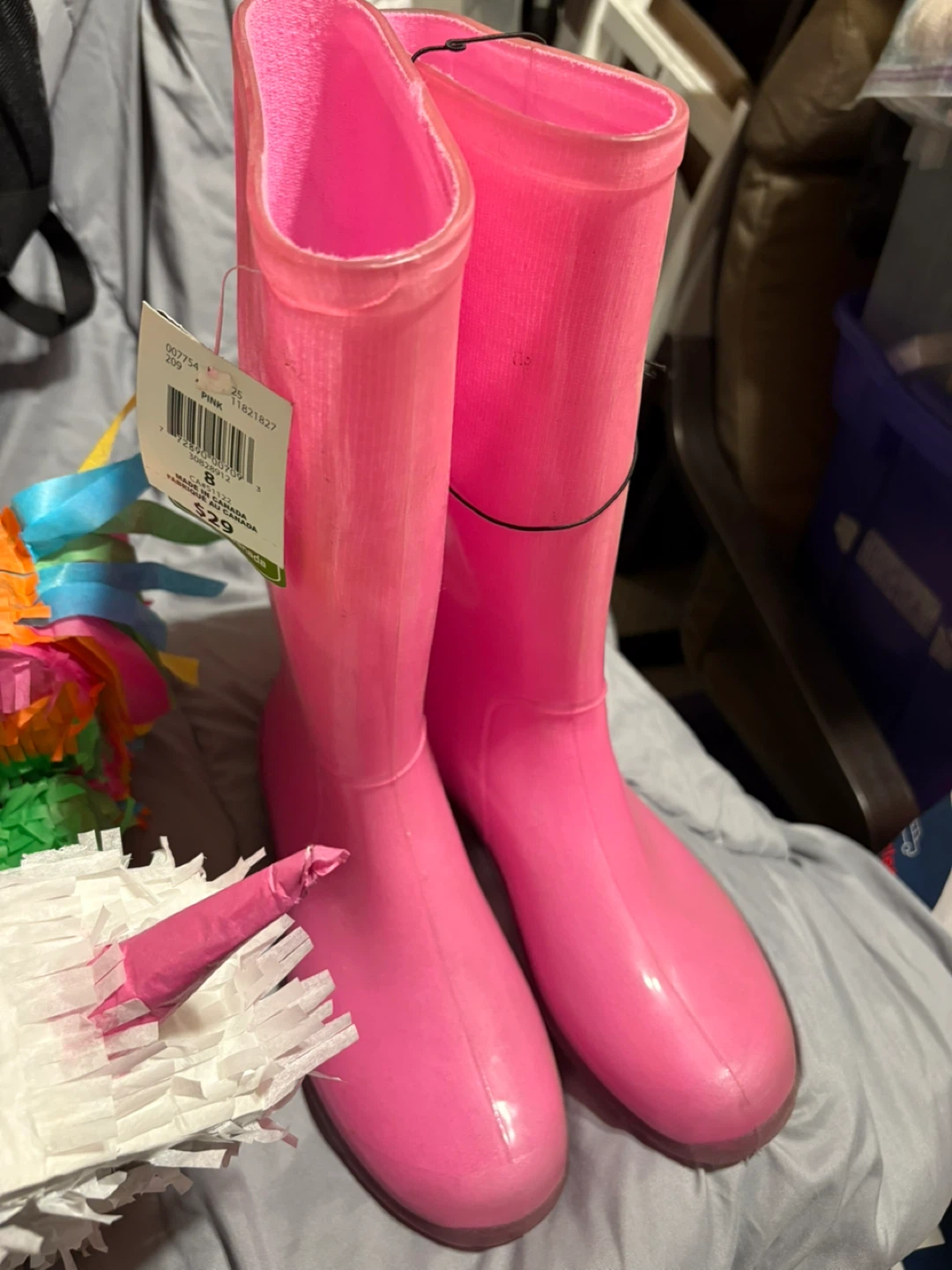 New Pink Rain Boots - Size 8