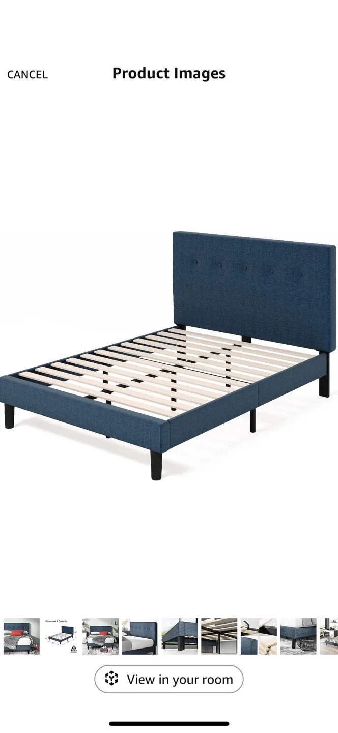 Upholstered Platform Bed Frame - Blue, Full Size image indicator(2)