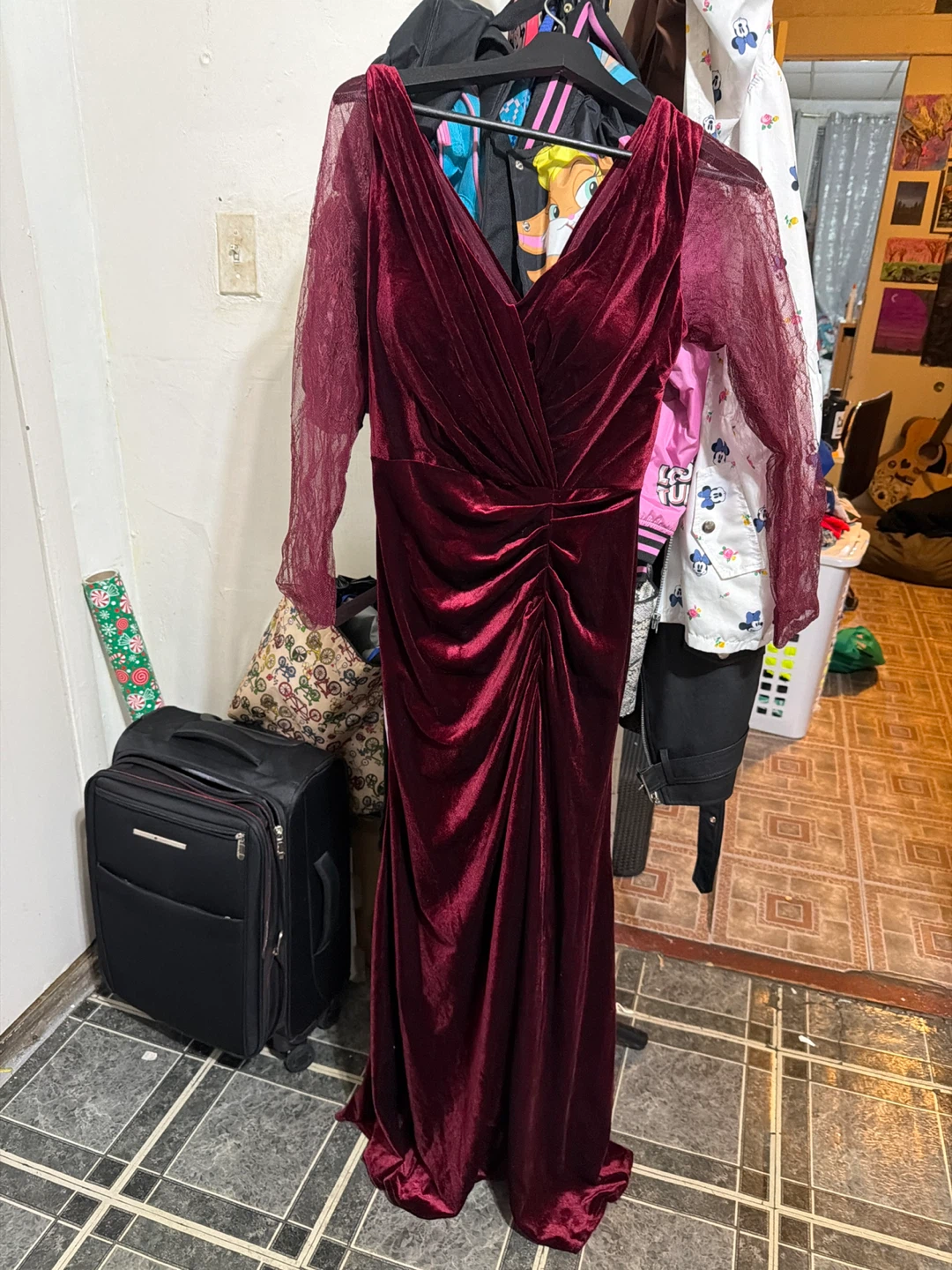 Burgundy Velvet Maxi Dress