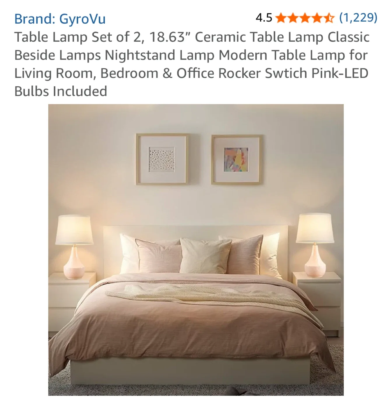 GyroVu Ceramic Table Lamp Set of 2, Pink image indicator(5)