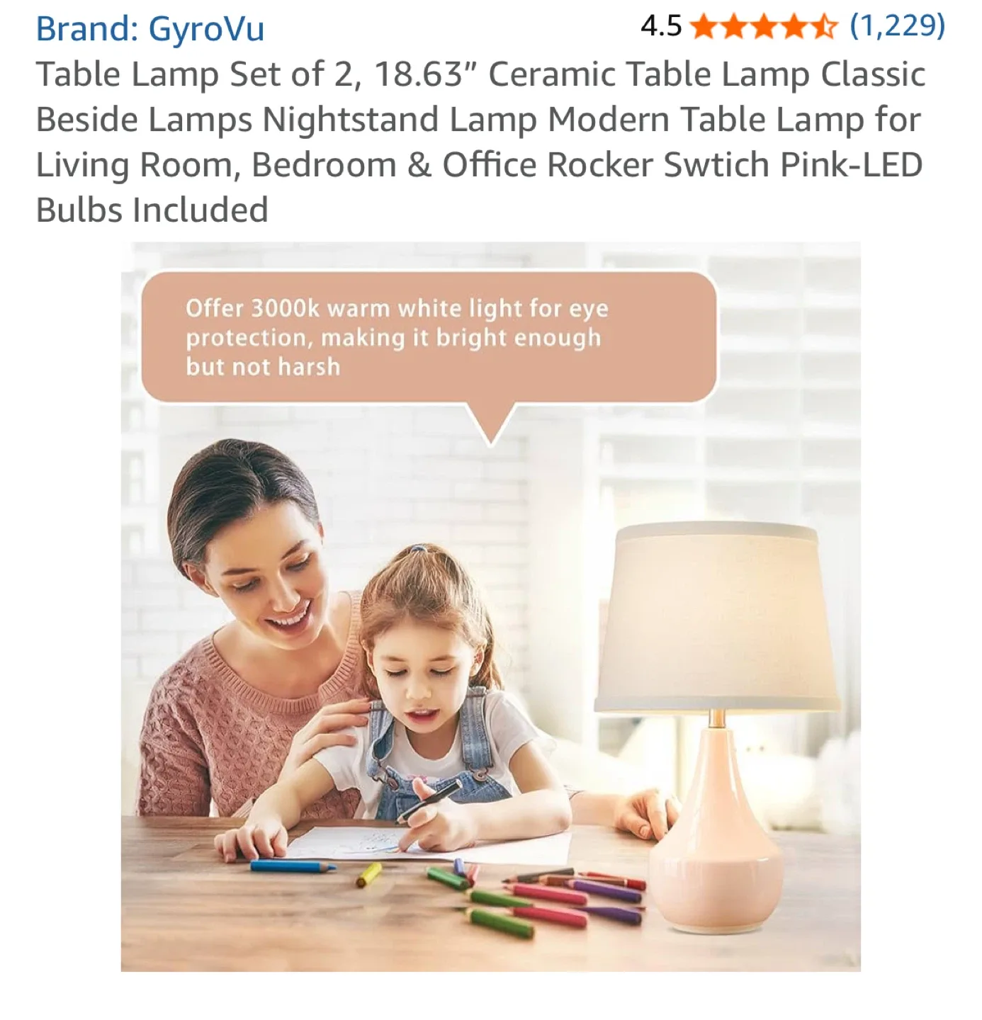 GyroVu Ceramic Table Lamp Set of 2, Pink image indicator(4)