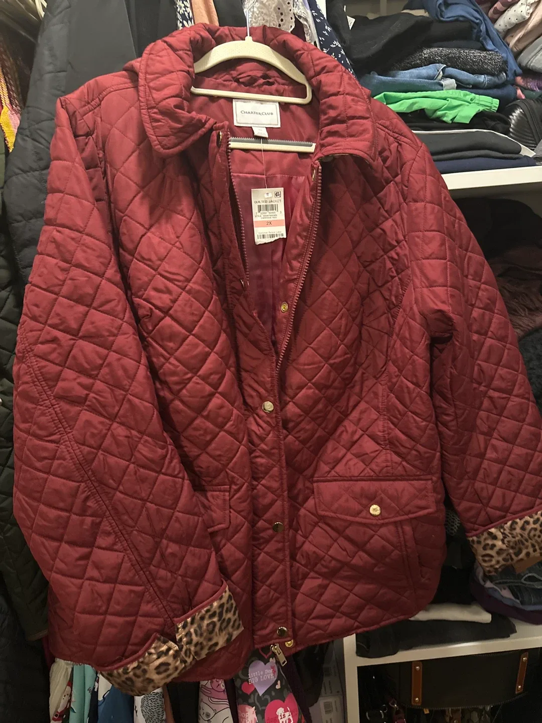 Charter Club Quilted Jacket - Burgundy - 2X image indicator(3)