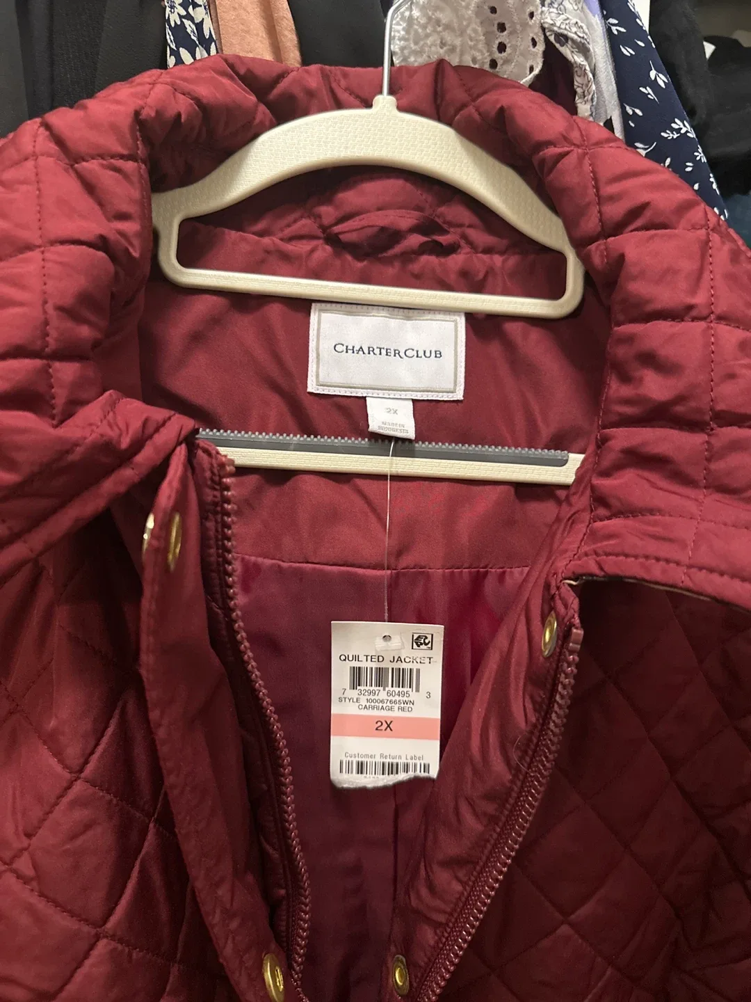 Charter Club Quilted Jacket - Burgundy - 2X image indicator(2)