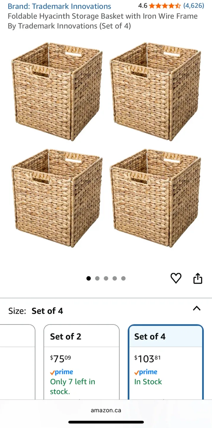 Trademark Innovations Hyacinth Storage Baskets - Set of 4 image indicator(2)