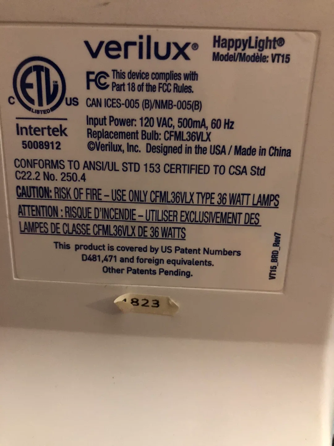 Verilux HappyLight VT15 Light Therapy Lamp image indicator(5)