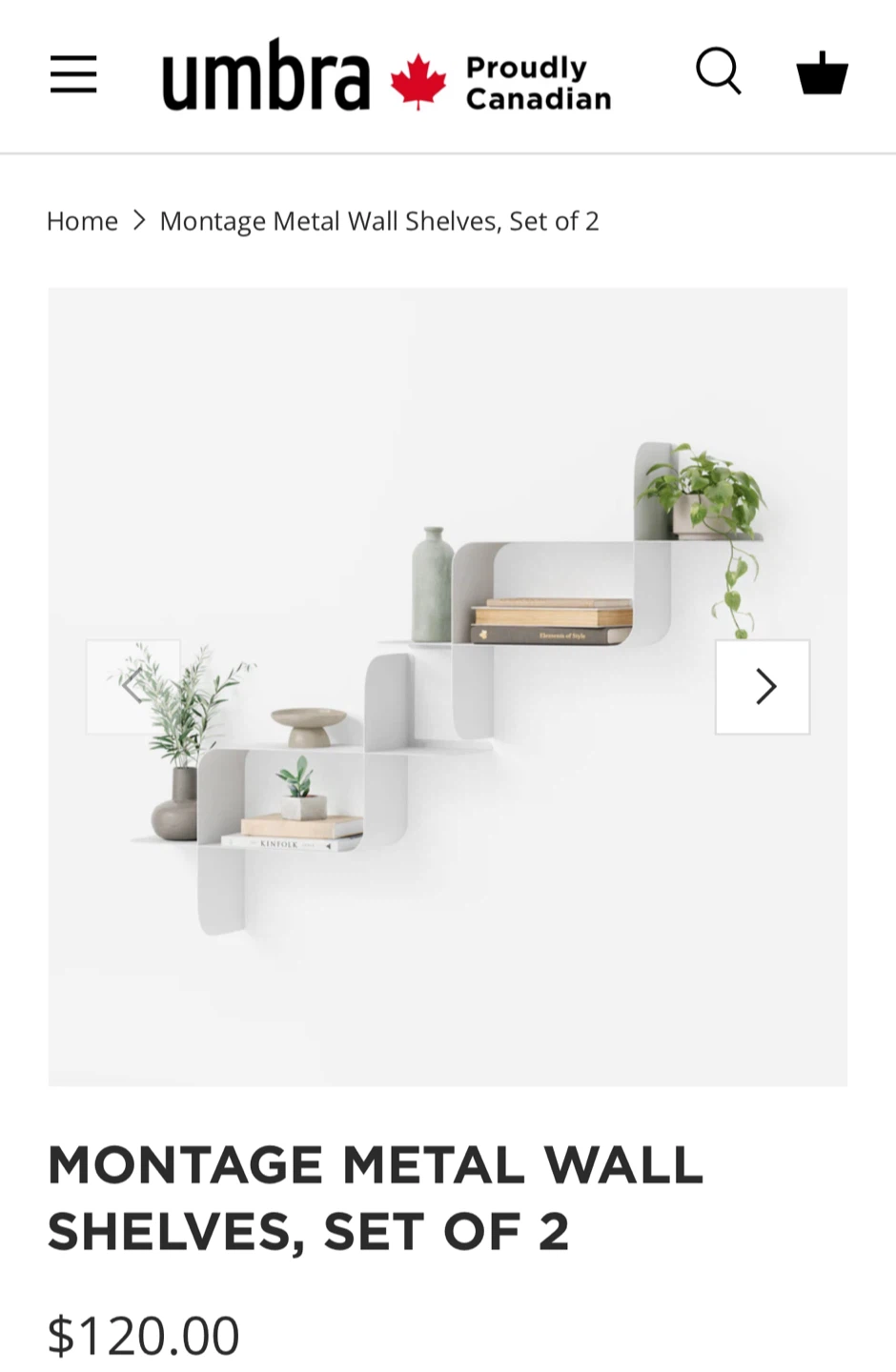 Umbra Montage Metal Wall Shelves, Set of 2 - New in Box! - photo 2