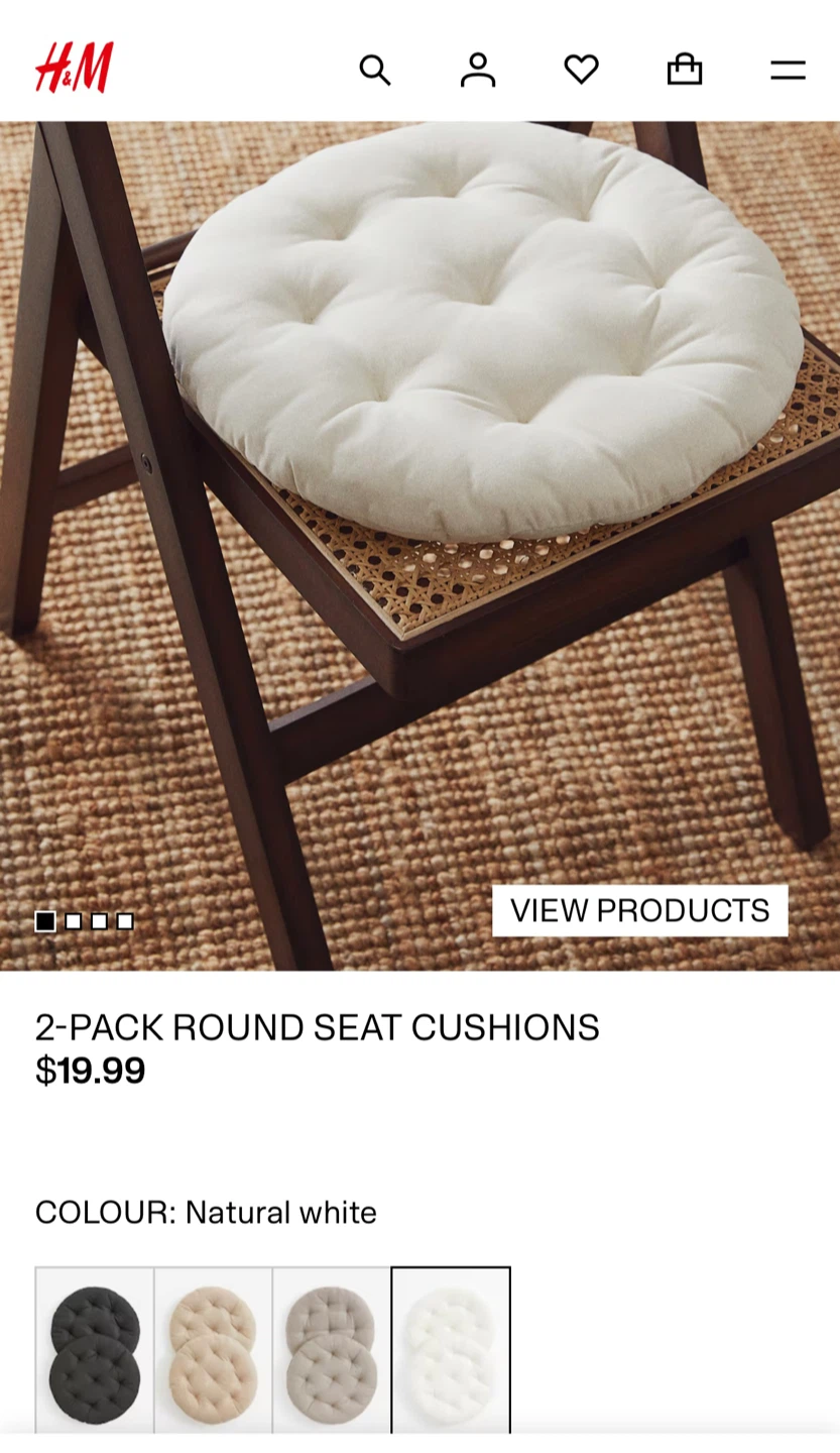 H&M Home Round Seat Cushion - Natural White - photo 3