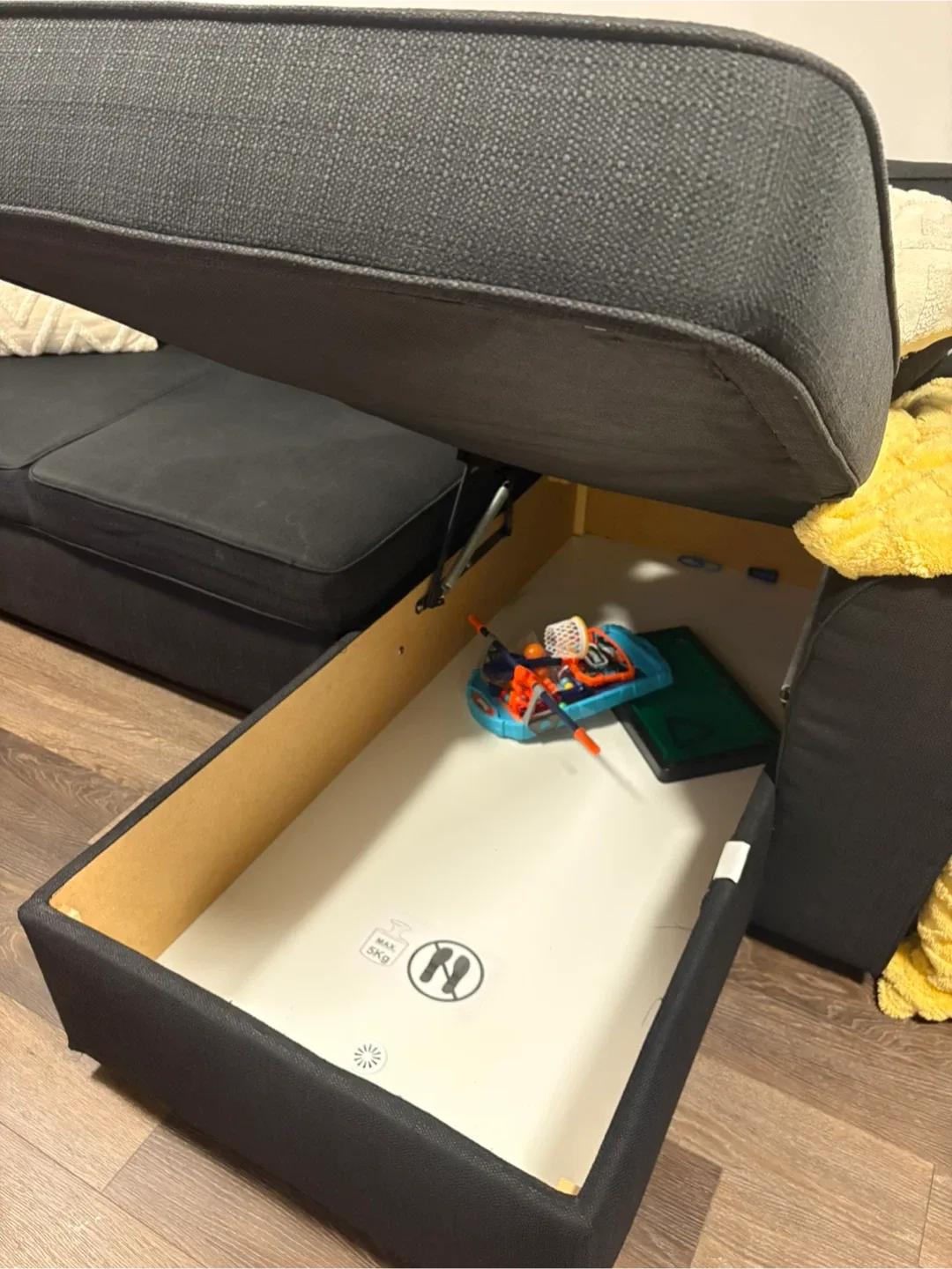 Black Sectional Sofa with Storage image indicator(5)