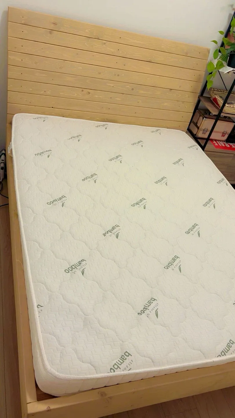 Brand new Double bed Wooden frame and  Bamboo Essence Mattress image indicator(3)