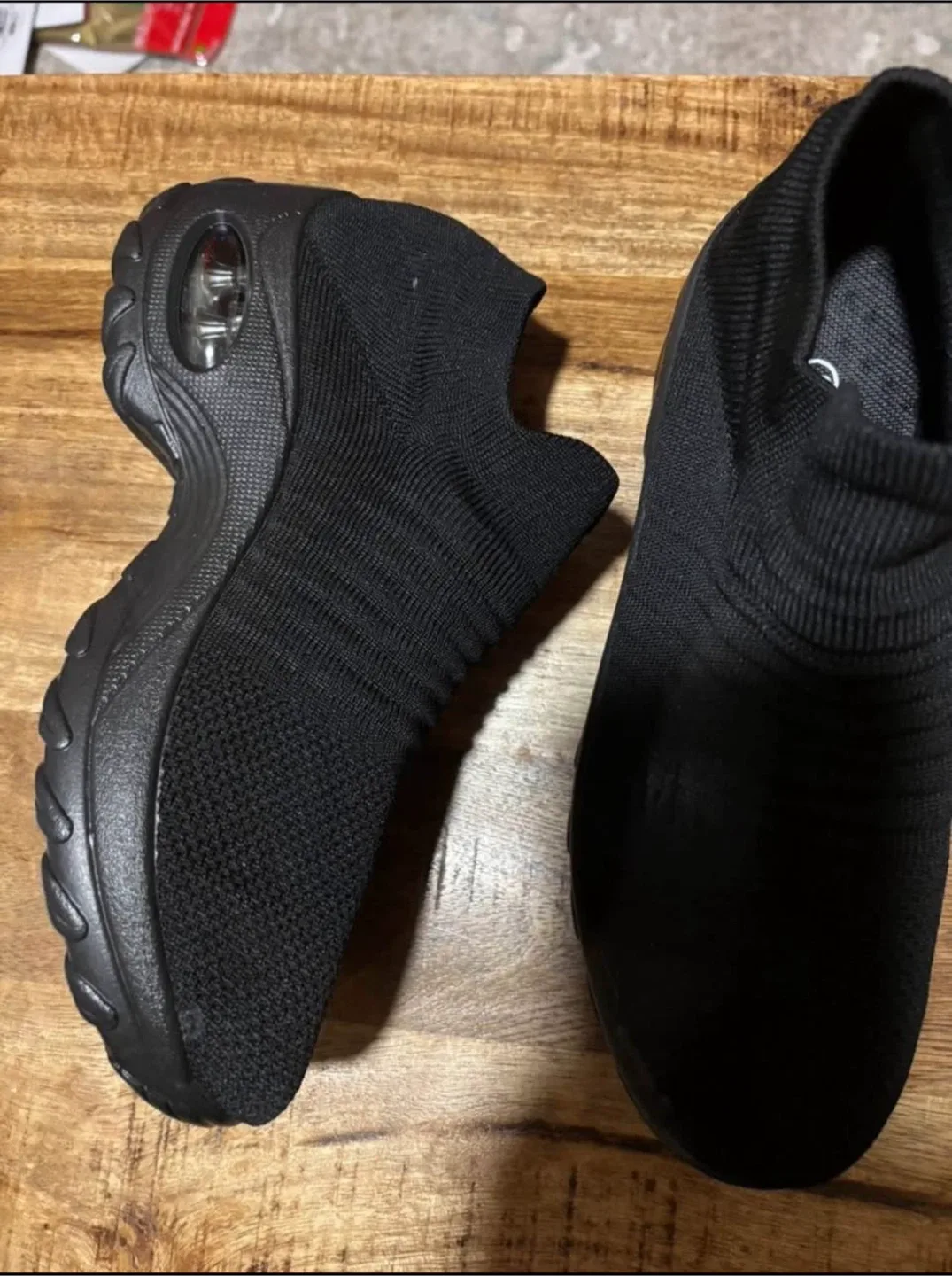 New, Black Slip-On Sneakers. Size: 7-7.5 image indicator(2)