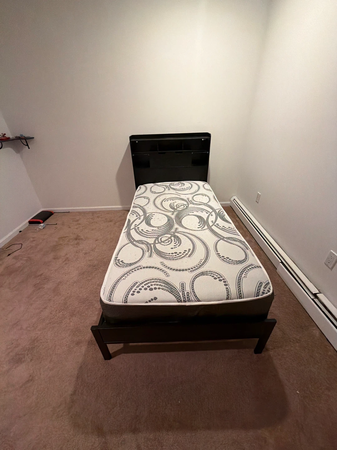 Black Twin Bed Frame with Headboard and matte