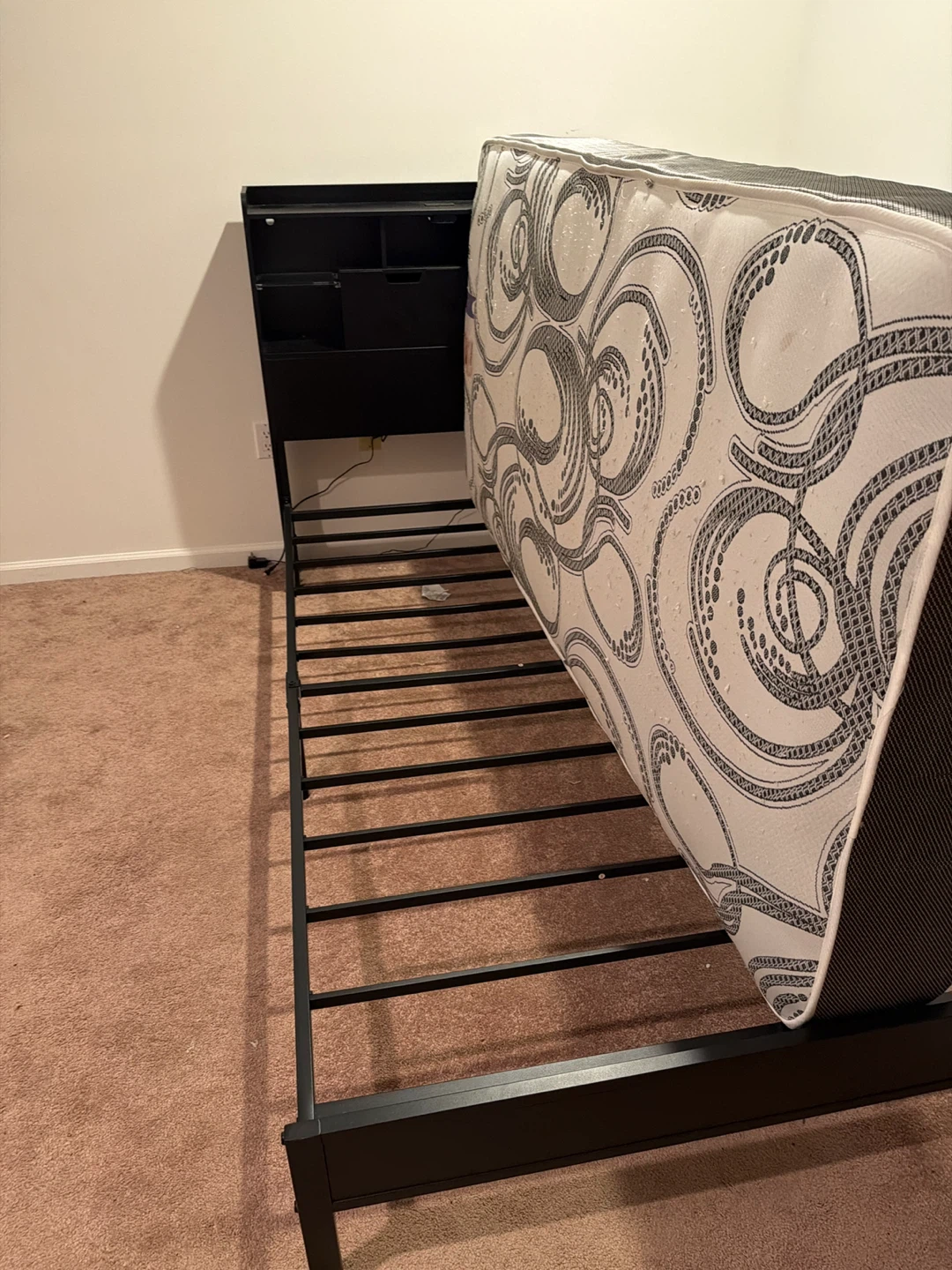 Black Twin Bed Frame with Headboard and matte - photo 3