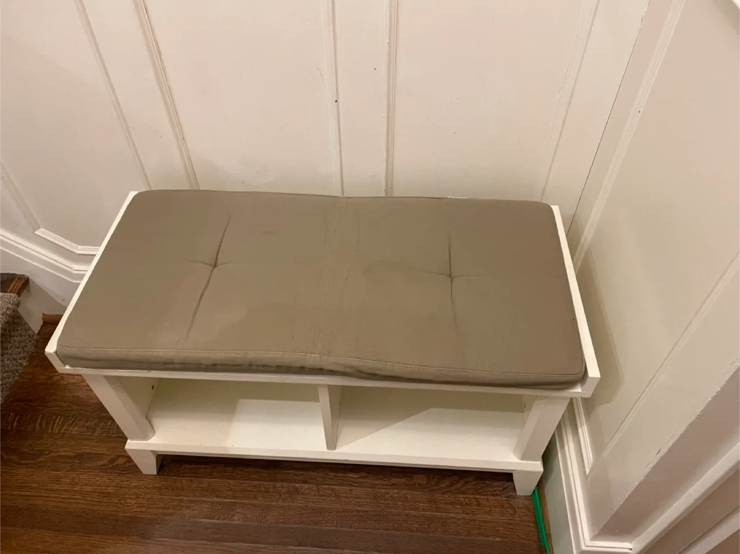 White Entryway Bench with Cushion - Crate and Barrel image indicator(2)