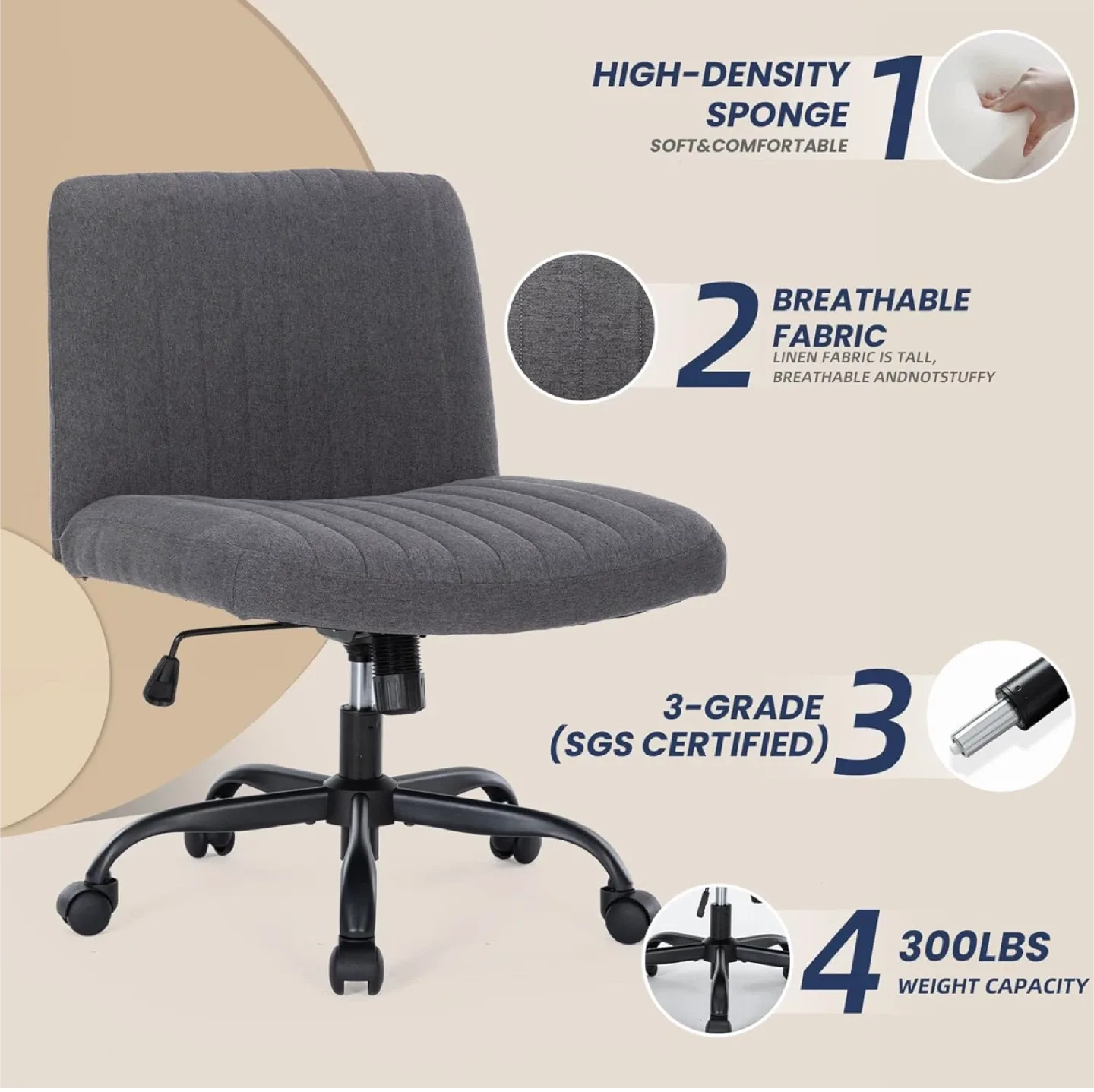 Grey Adjustable Office Desk Chair image indicator(2)