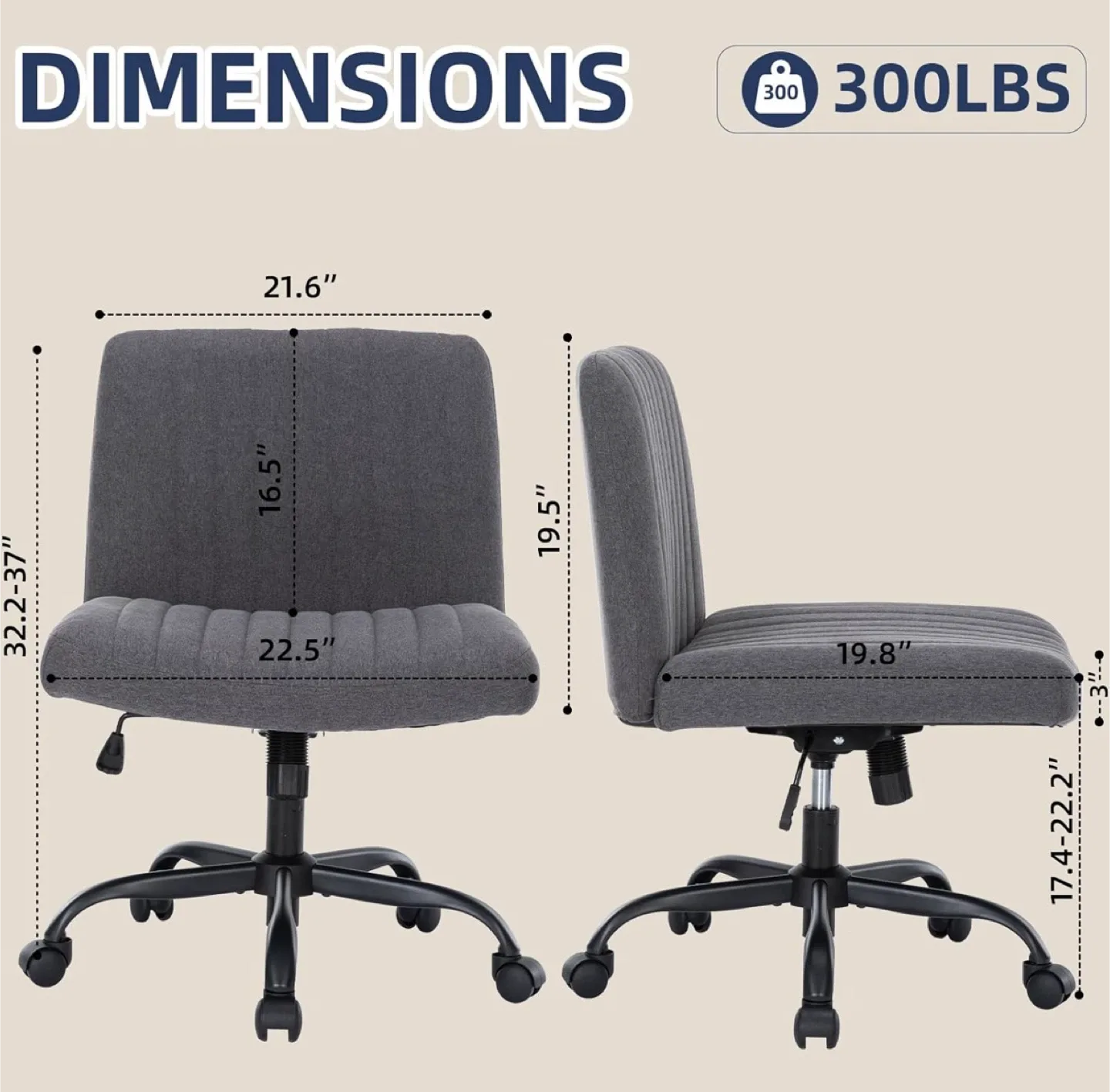 Grey Adjustable Office Desk Chair image indicator(4)