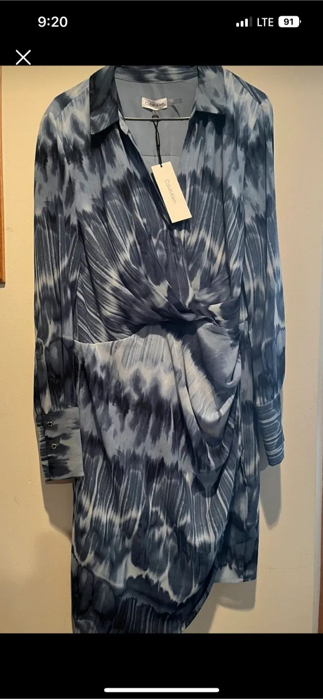 Calvin Klein Blue Tie-Dye Dress