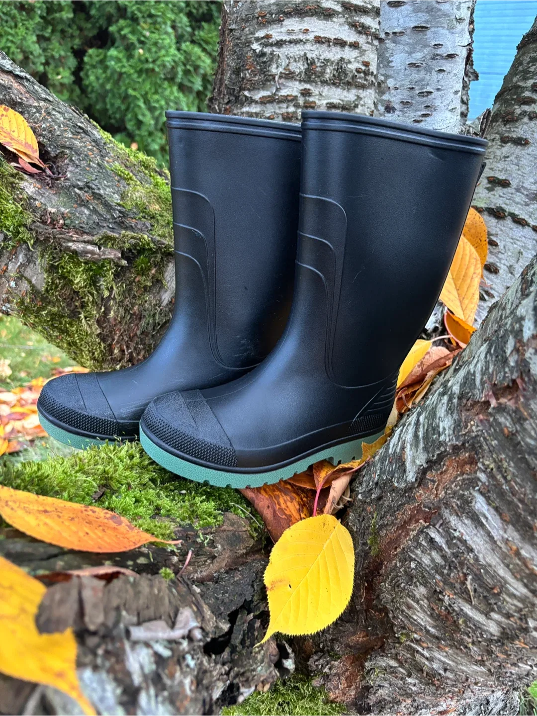 Boy’s George Black & Sage Green Gum Boots - 👦 ⛈️ Size 2
