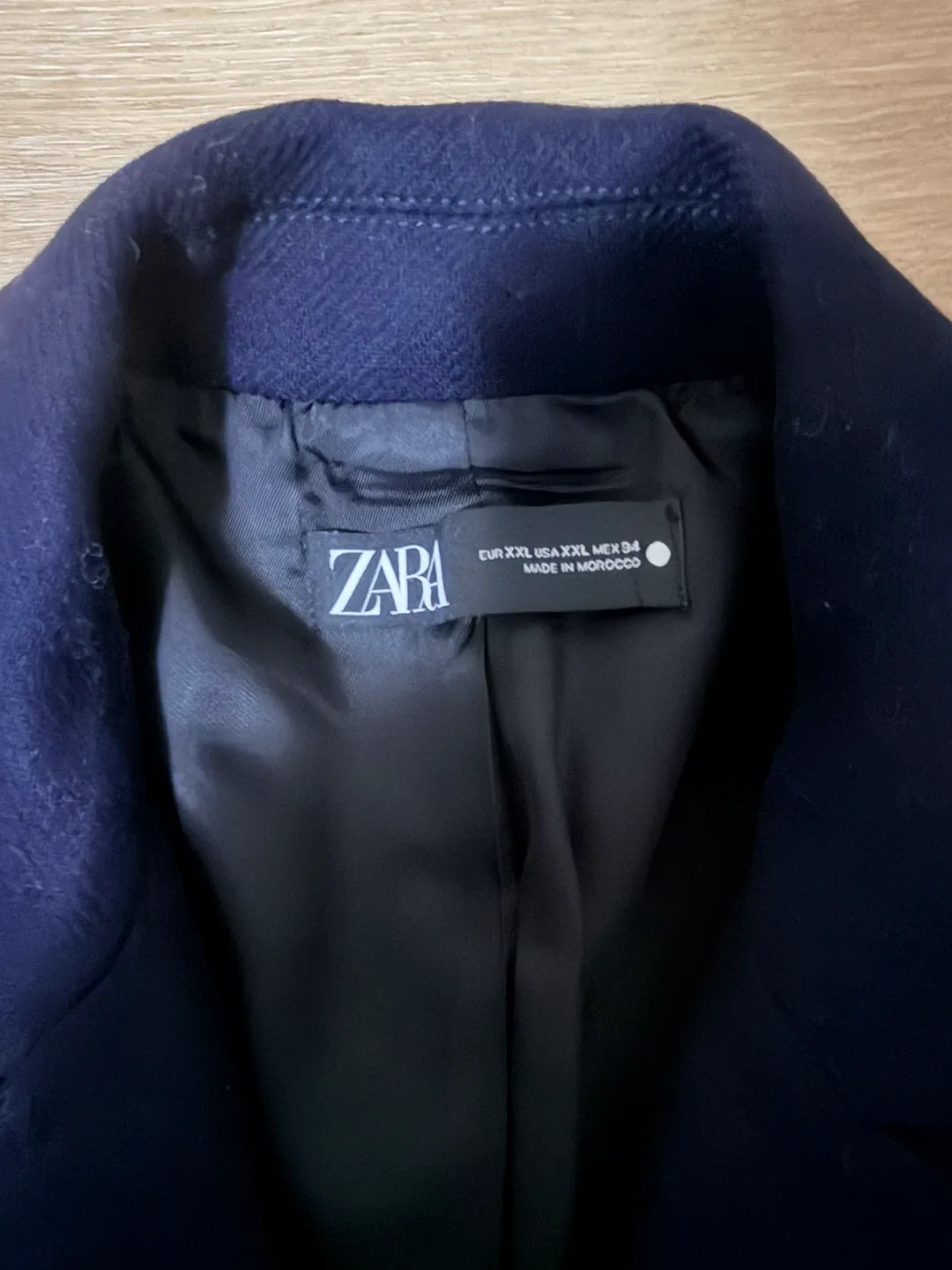 Zara Navy Blue Wool Blend Coat image indicator(2)