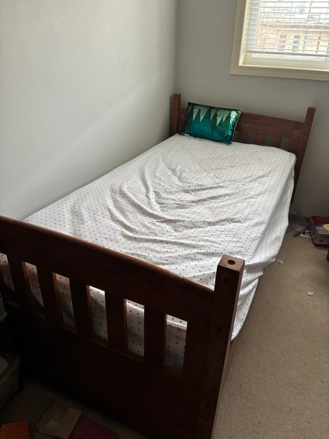 Two wooden single bed frame can turn into bunk bed image indicator(2)