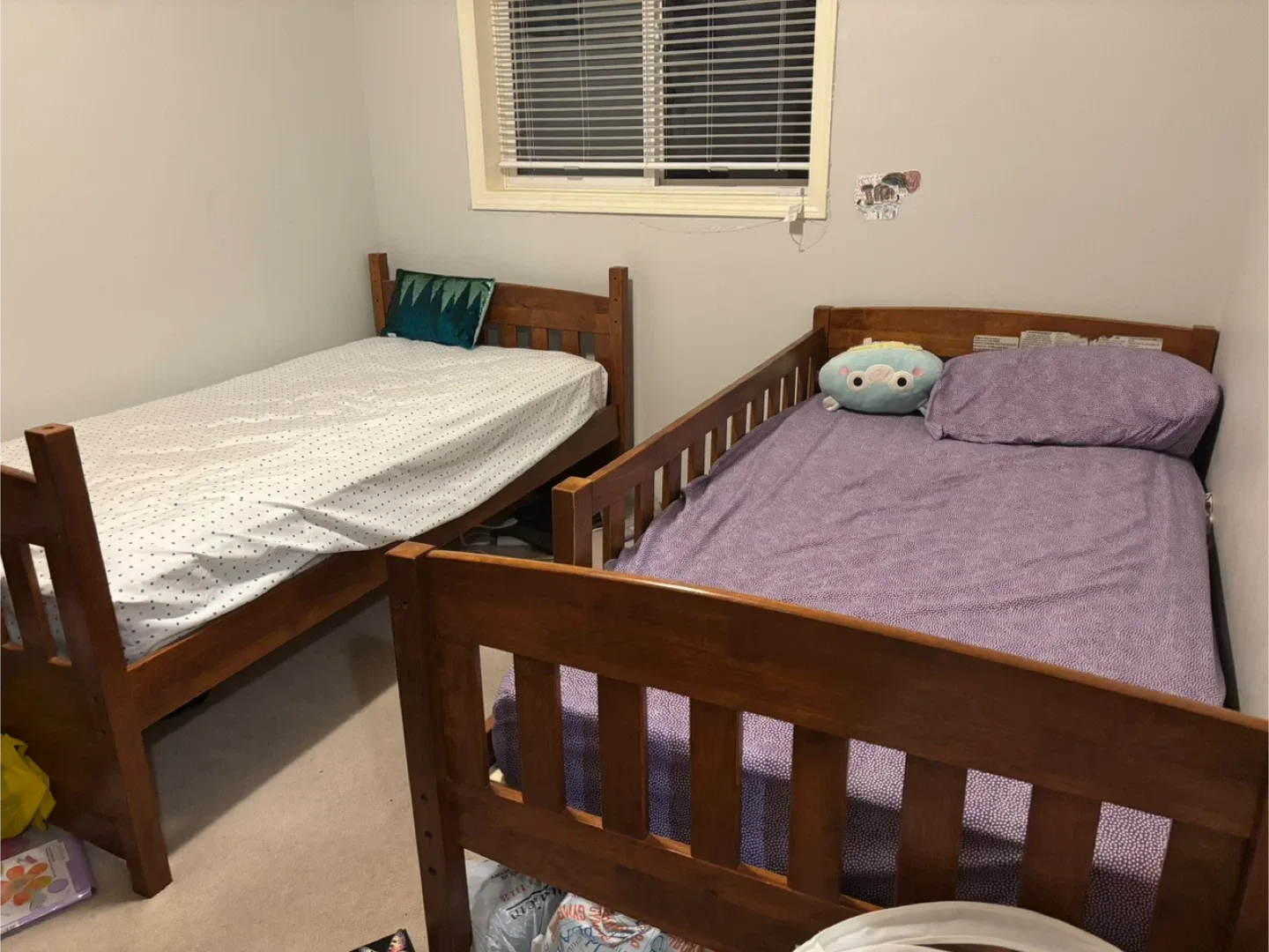 Two wooden single bed frame can turn into bunk bed image indicator(5)