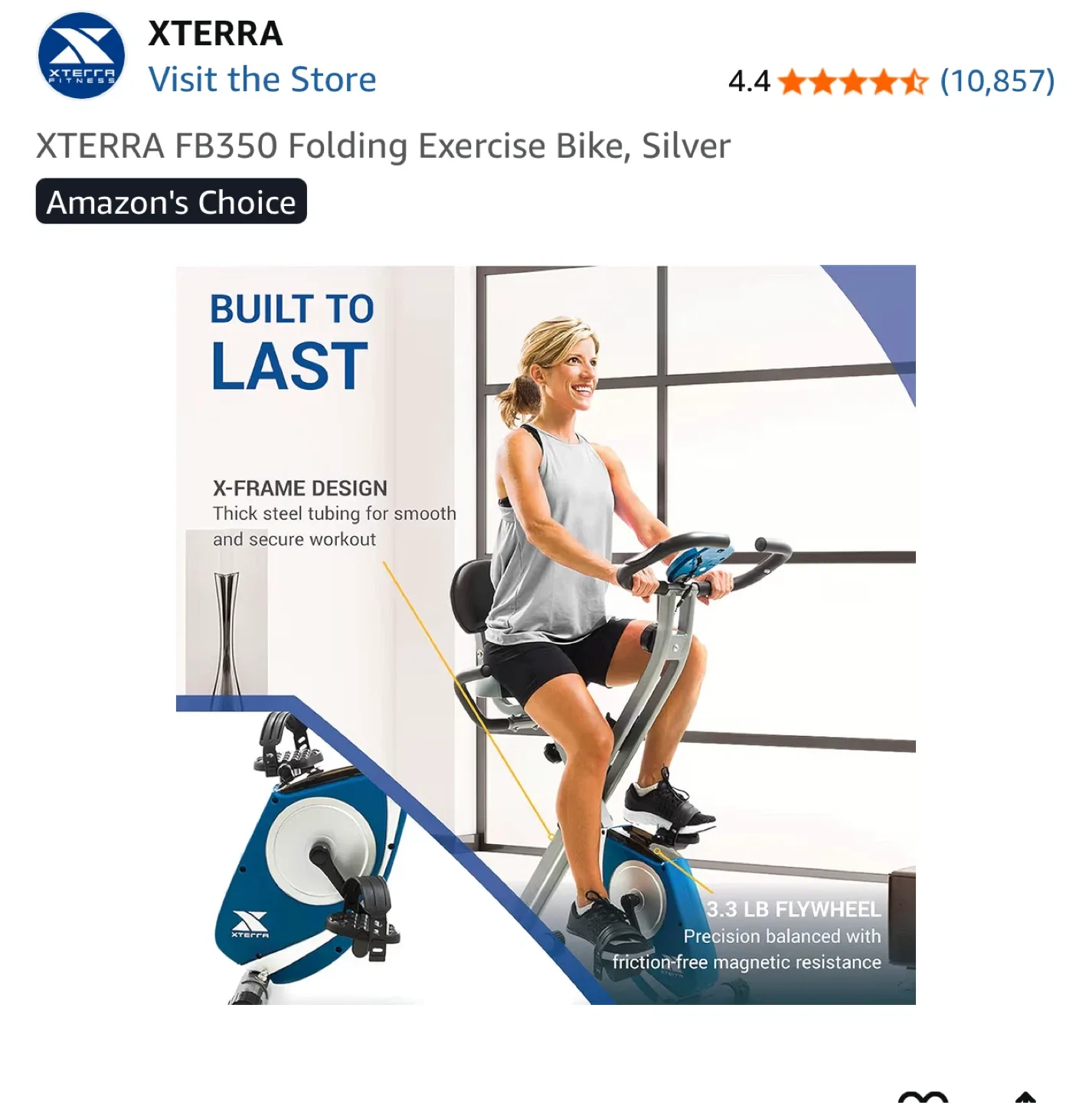 XTERRA FB350 Folding Exercise Bike (hardly used) image indicator(2)