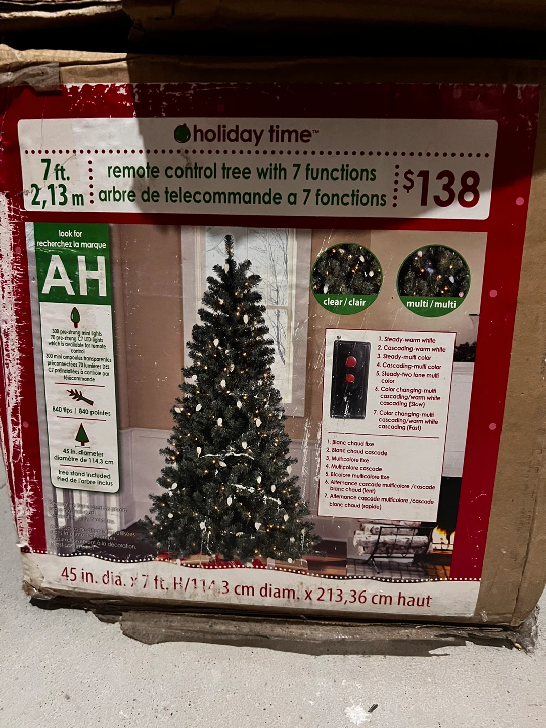 Holiday Time 7ft Remote Control Christmas Tree