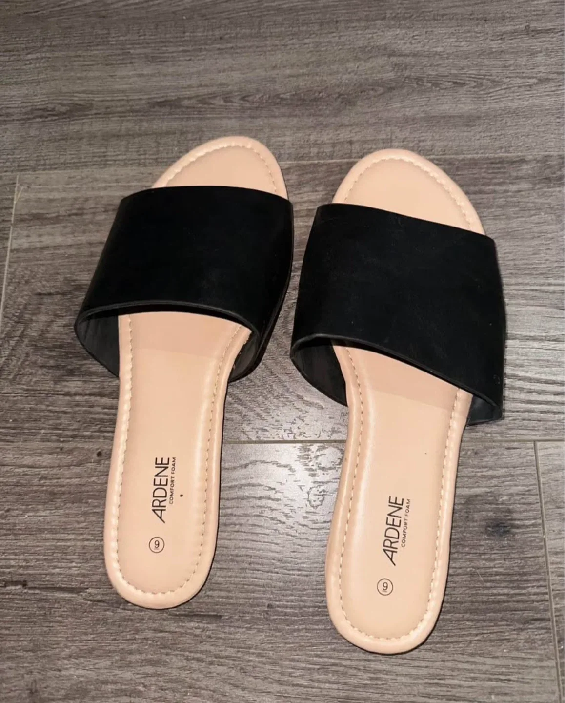 Ardene Comfort Foam Black Slides - Size 9