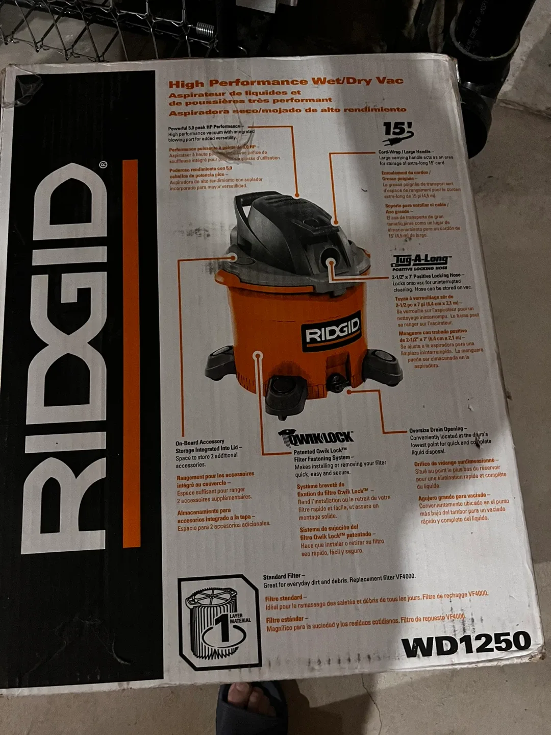 RIDGID WD1250 Wet/Dry Vac - 12 U.S. Gallon image indicator(4)