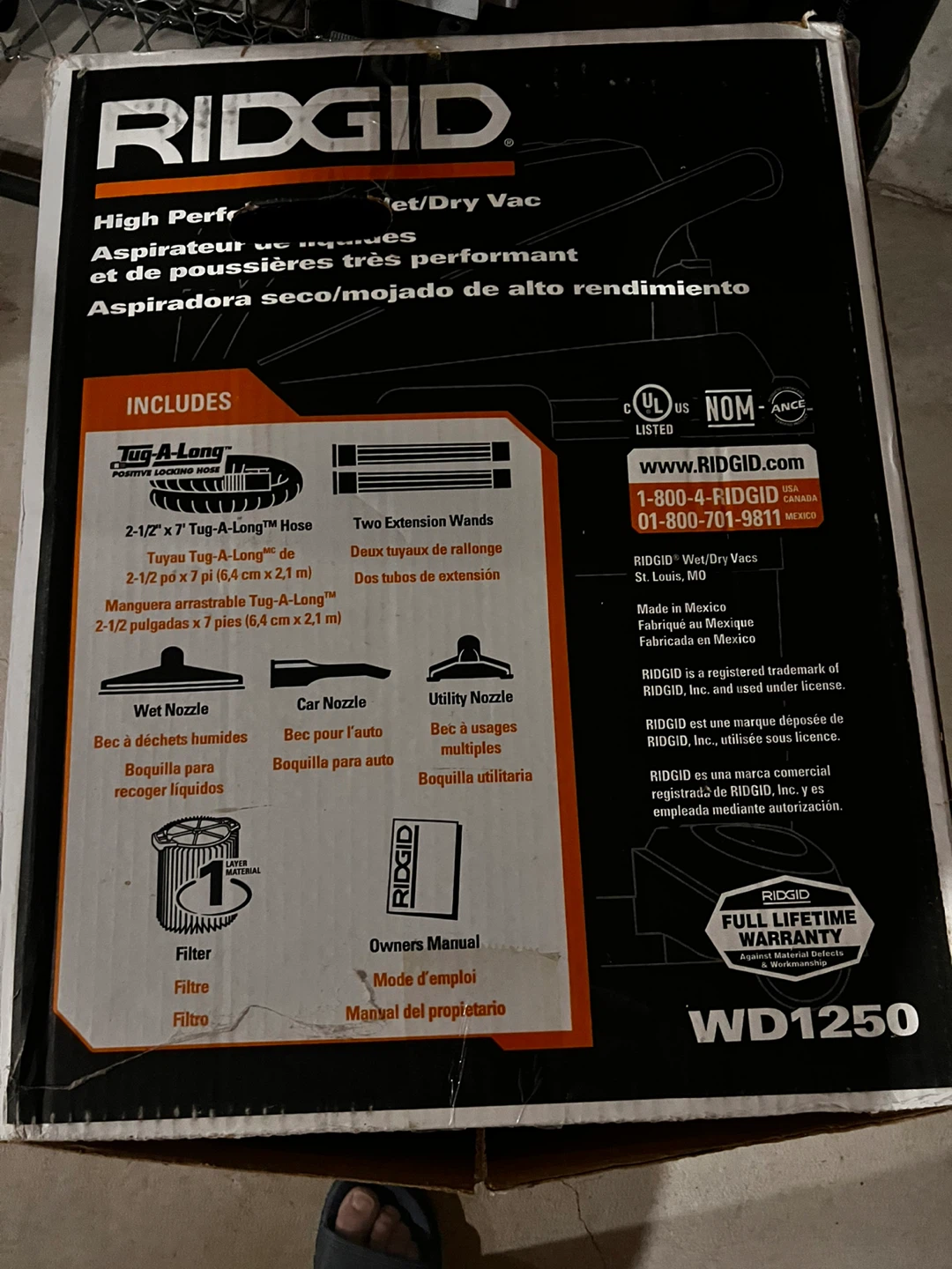 RIDGID WD1250 Wet/Dry Vac - 12 U.S. Gallon