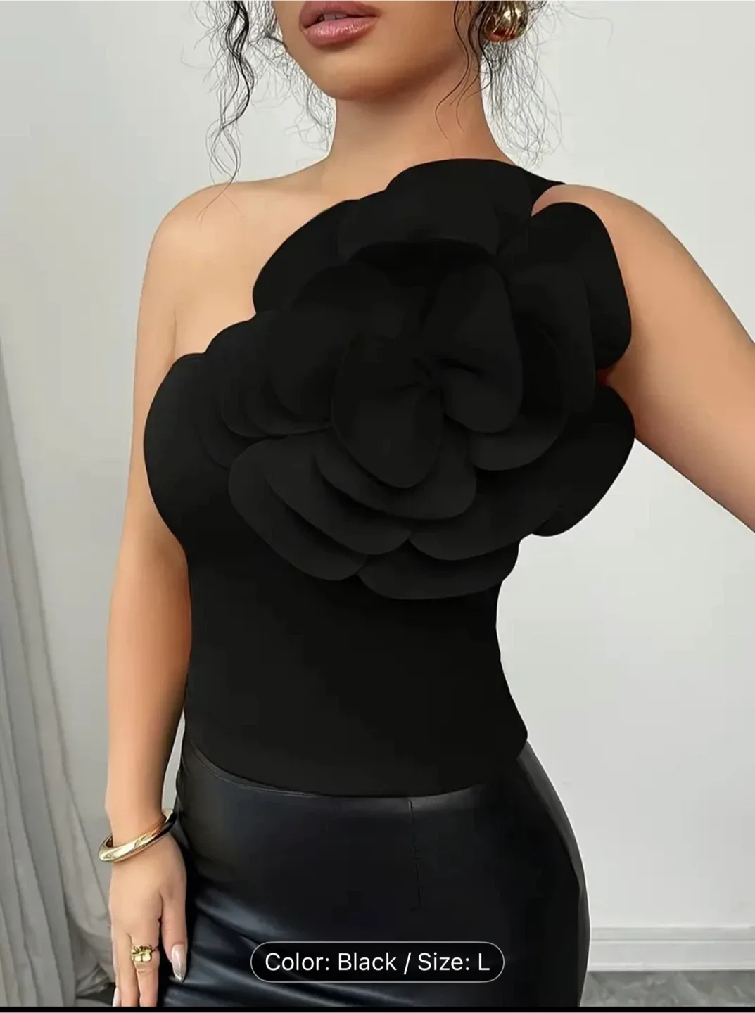 Black One-Shoulder Top - Size m/ L/xl