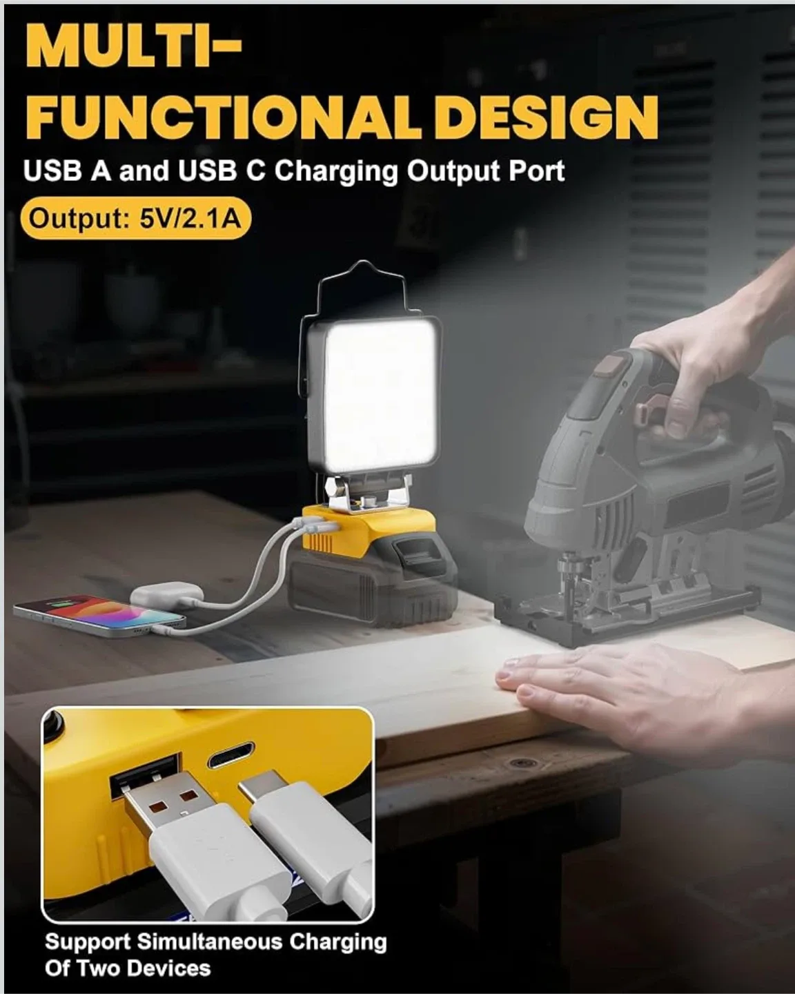 LED Work Light for DeWalt Battery image indicator(3)