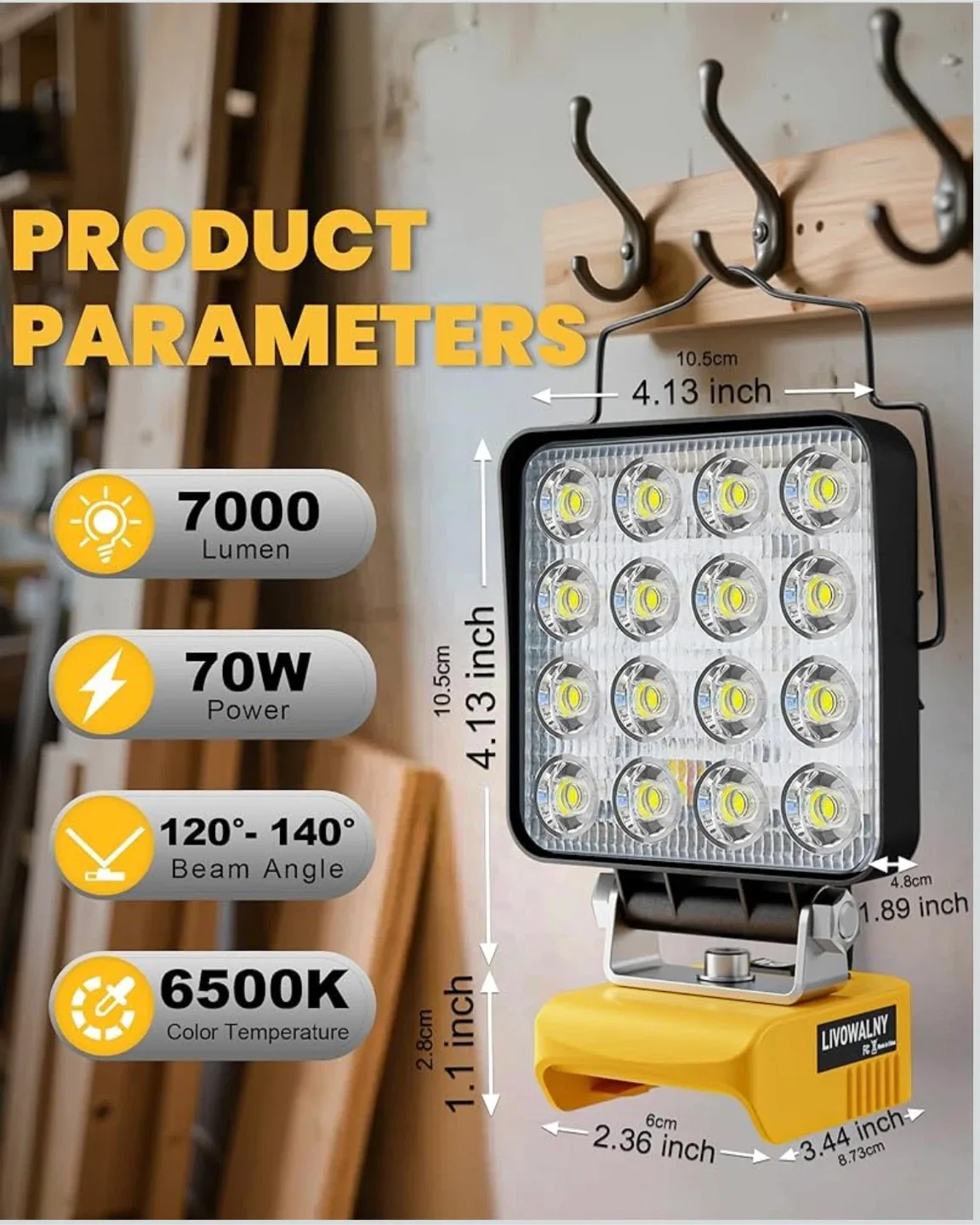 LED Work Light for DeWalt Battery image indicator(2)
