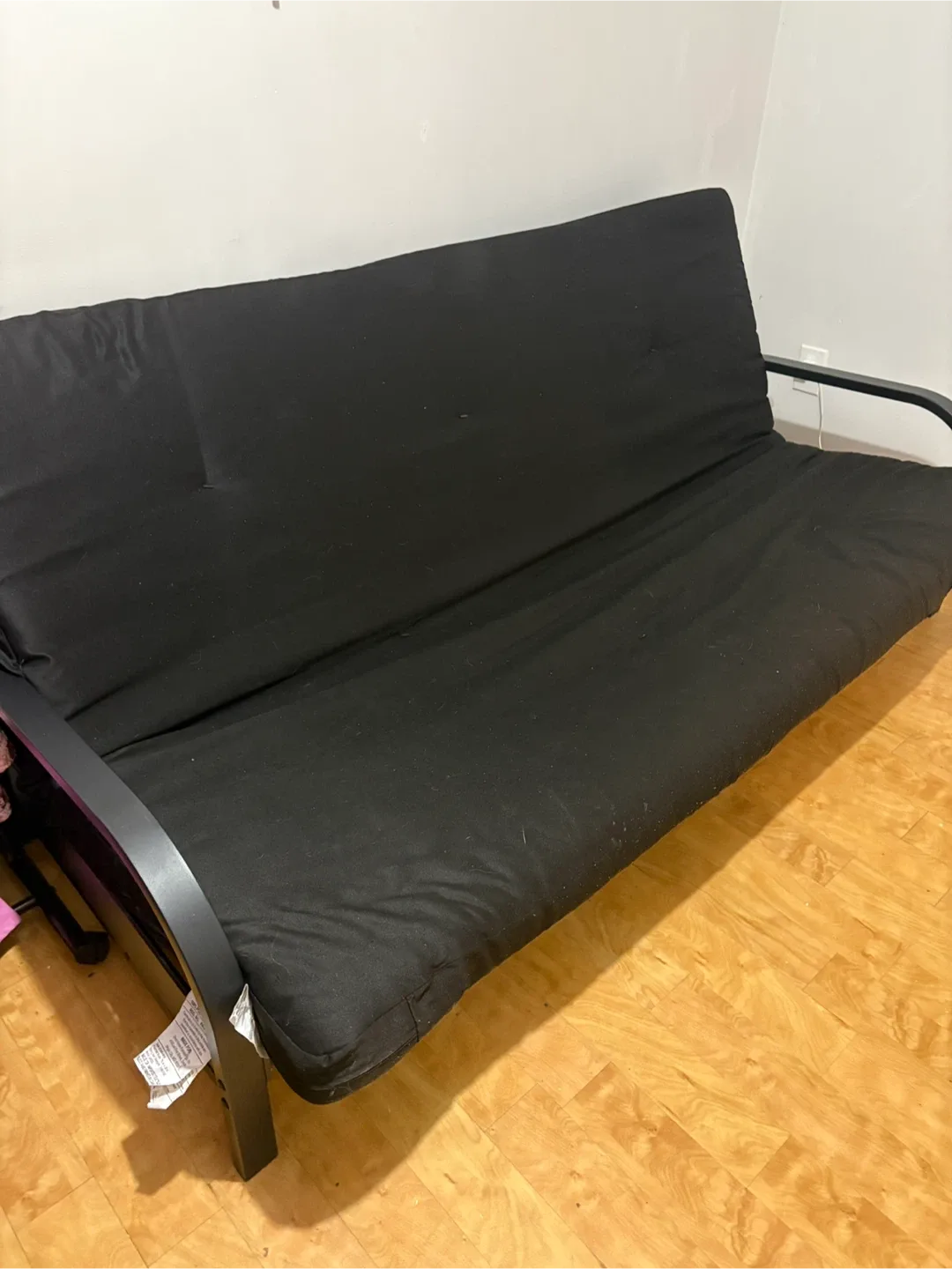Mainstays Black Metal Arm Futon Frame with Mattress image indicator(2)