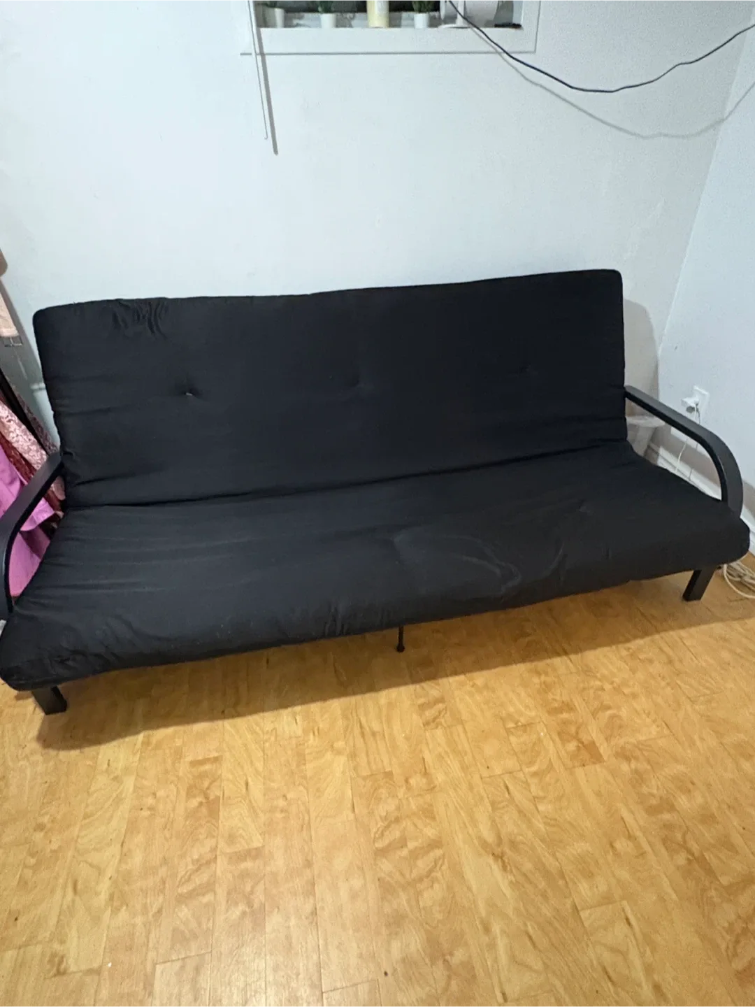 Mainstays Black Metal Arm Futon Frame with Mattress image indicator(3)