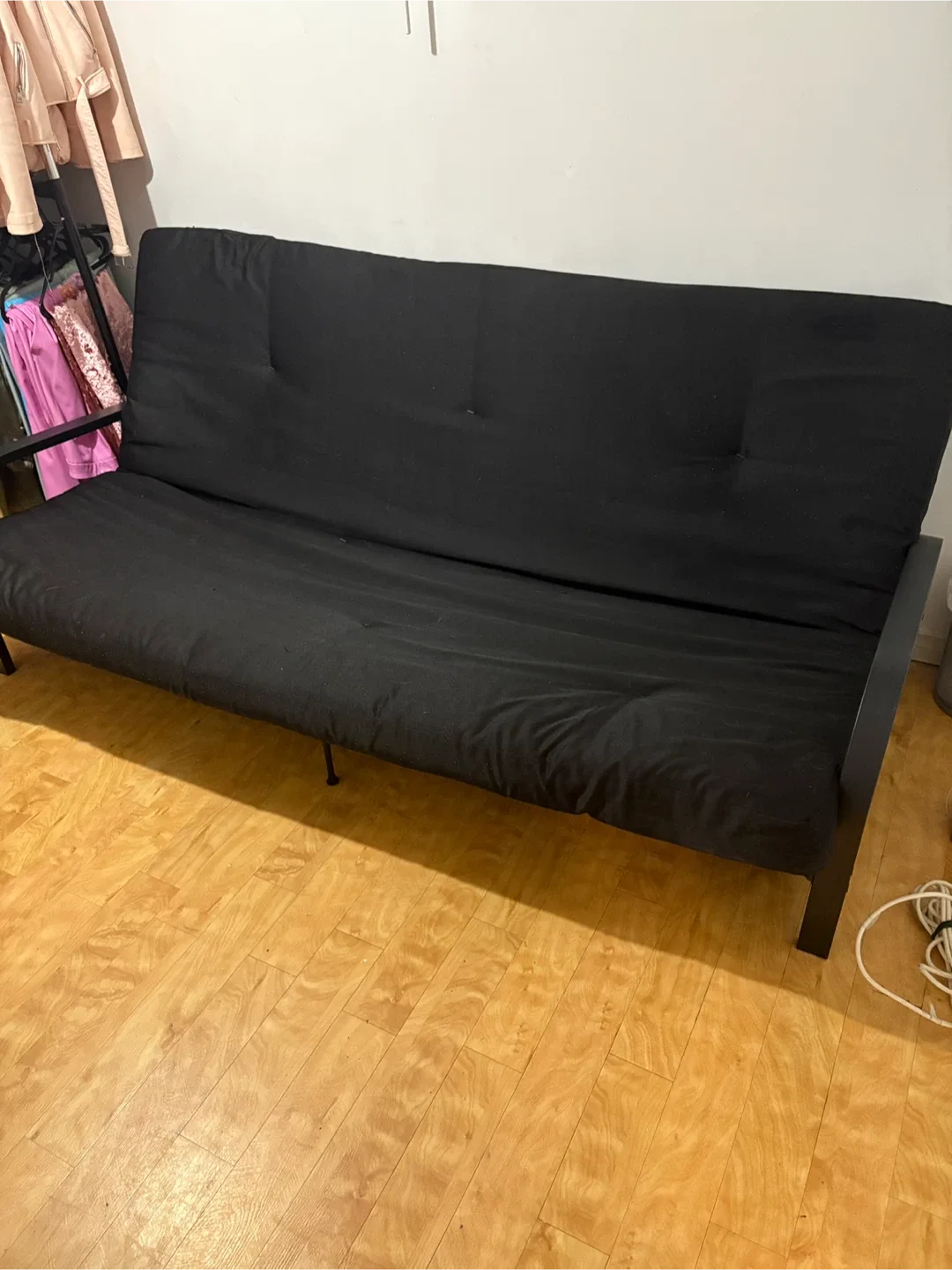 Mainstays Black Metal Arm Futon Frame with Mattress image indicator(4)