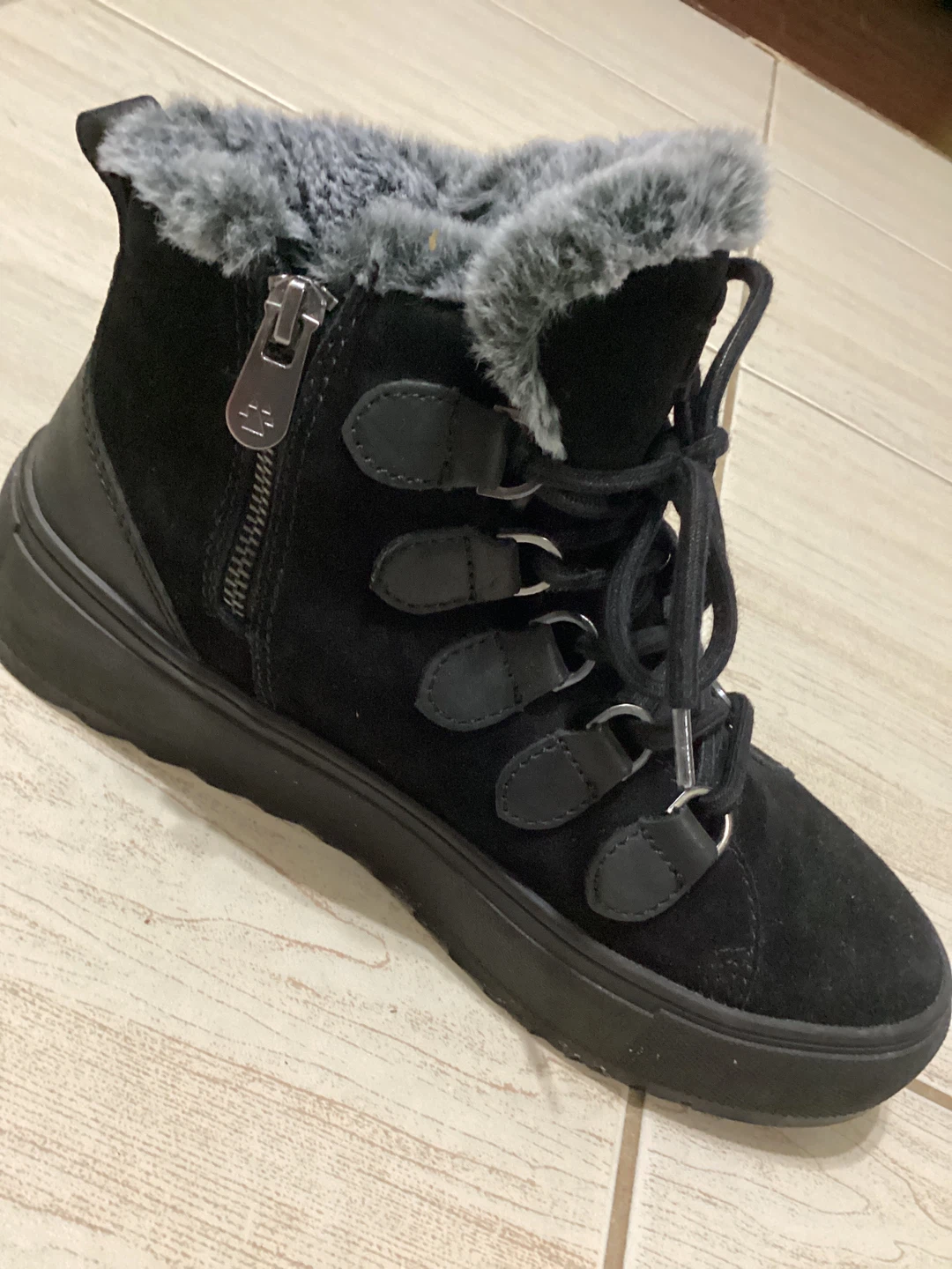 Black Suede Winter Boots - Size 8 - photo 2