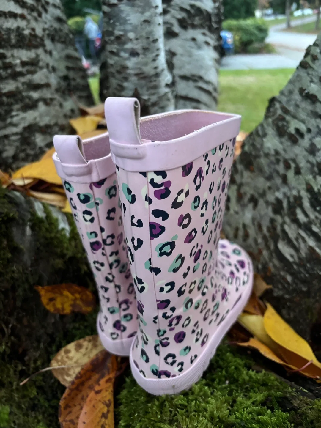 Girls’ Pink & Leopard Print Gum Boots 💕 Size 3 image indicator(3)