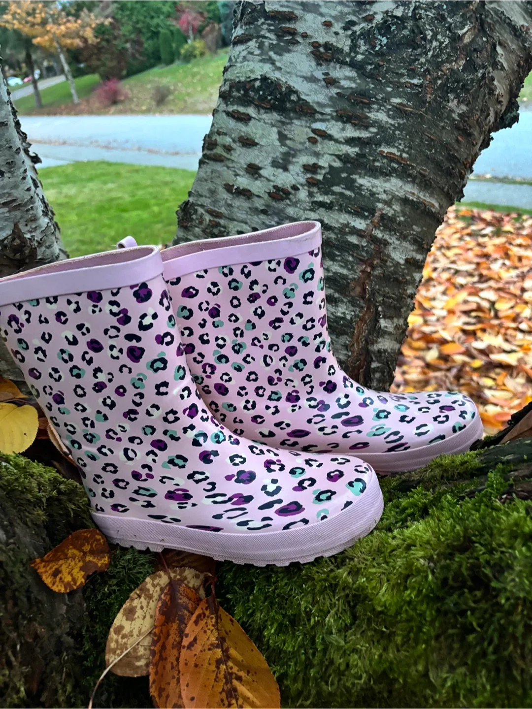 Girls’ Pink & Leopard Print Gum Boots 💕 Size 3 image indicator(2)