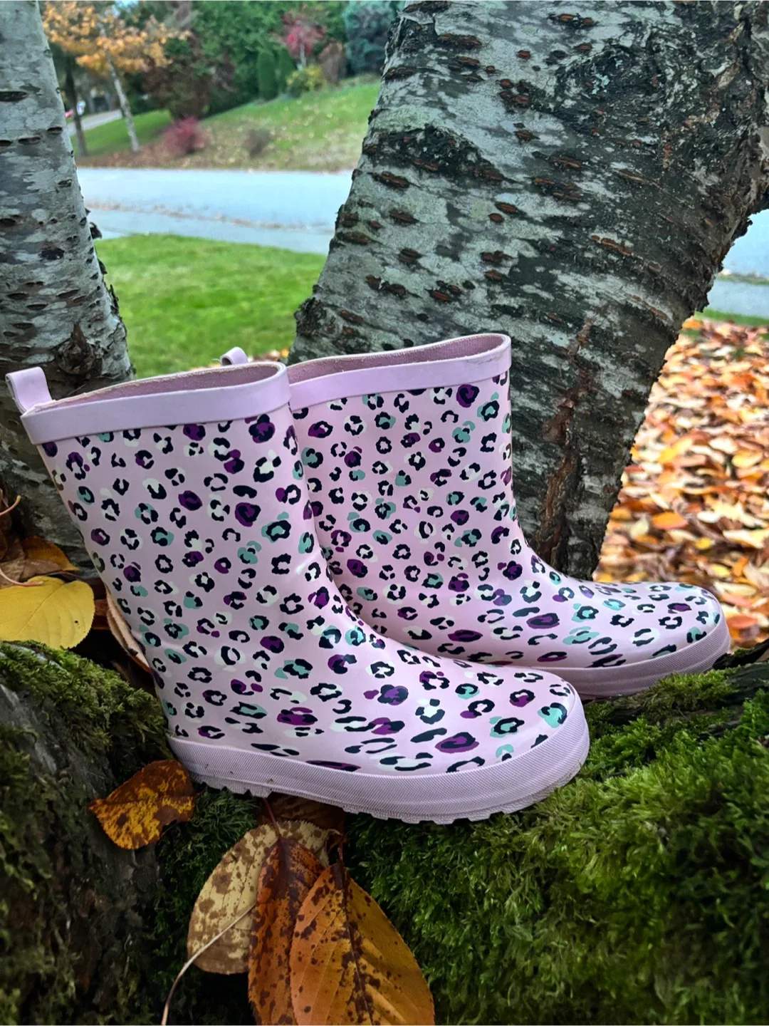 Girls’ Pink & Leopard Print Gum Boots 💕 Size 3 image indicator(7)