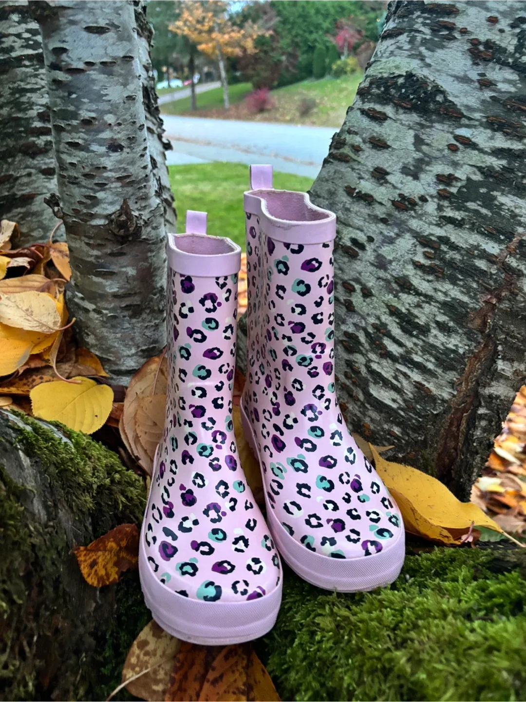 Girls’ Pink & Leopard Print Gum Boots 💕 Size 3