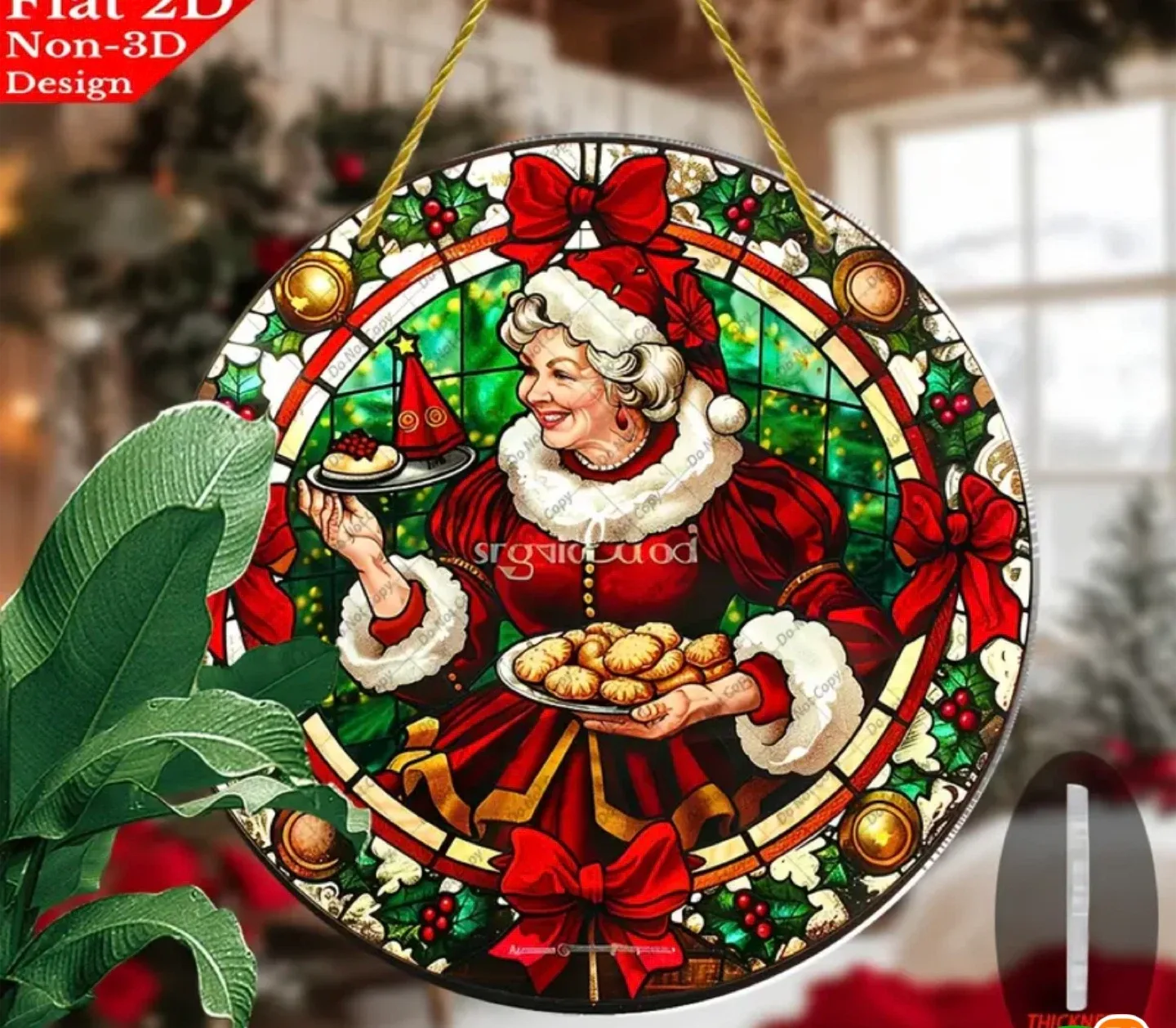 2D acrylic Sun catcher.  Mrs. claus, new