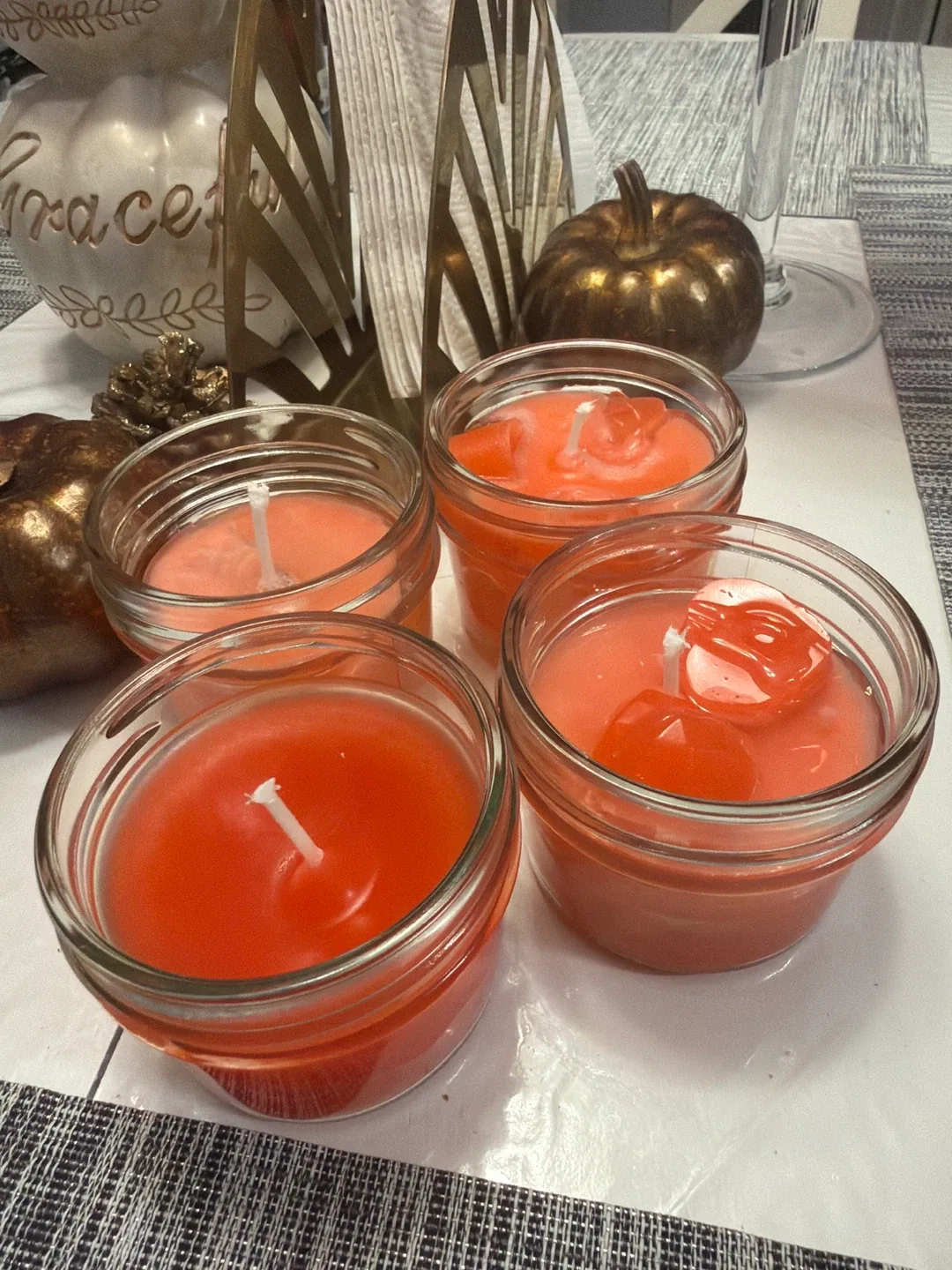 4 Rose Scented Candles in Glass Jars