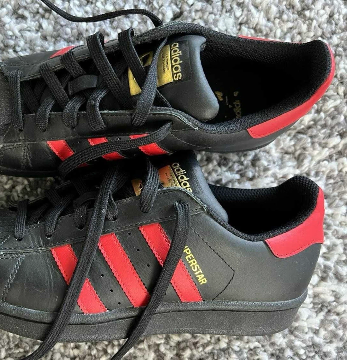 Brand New (Kids Shoe 4.5) ADIDAS Superstar Black/Red Sneakers