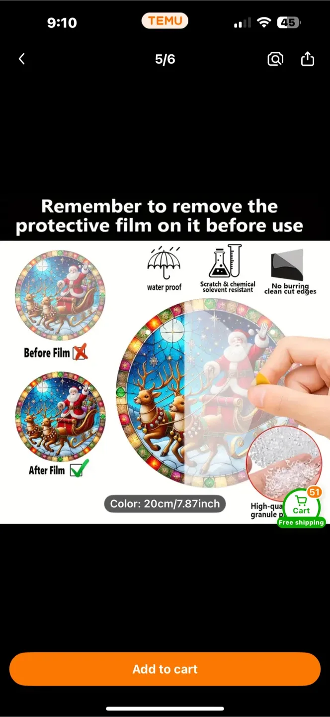 2D Christmas acrylic sun catcher.  Santa sleigh, new image indicator(5)