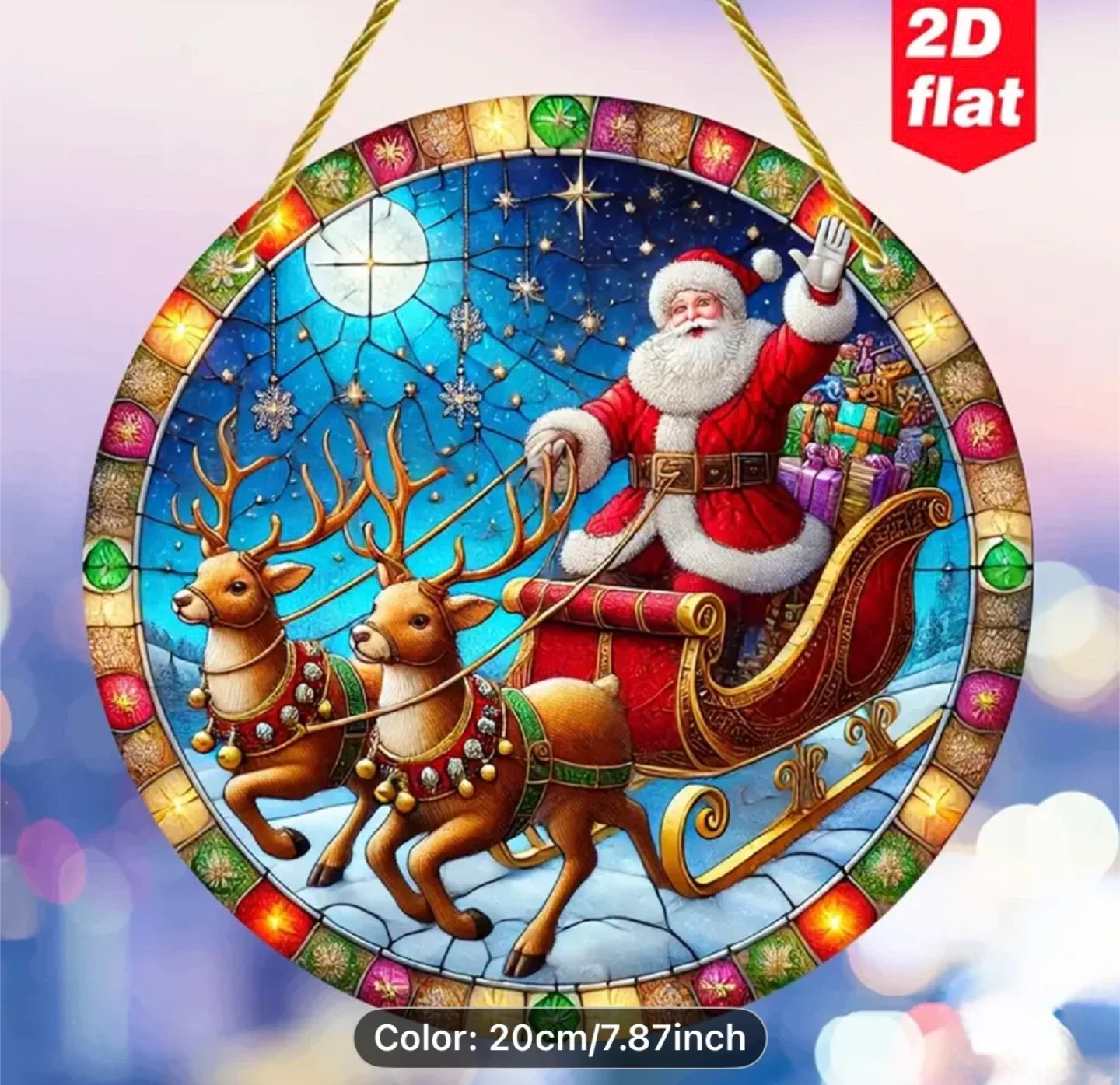 2D Christmas acrylic sun catcher.  Santa sleigh, new image indicator(2)