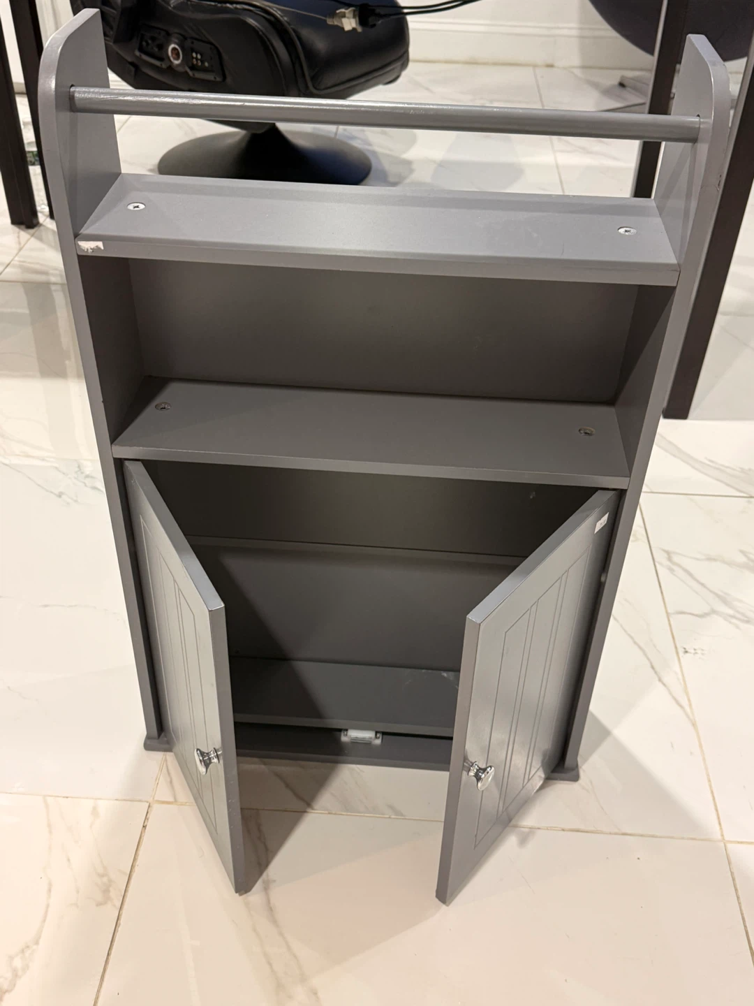 Gray Bathroom Cabinet with Shelves - photo 2