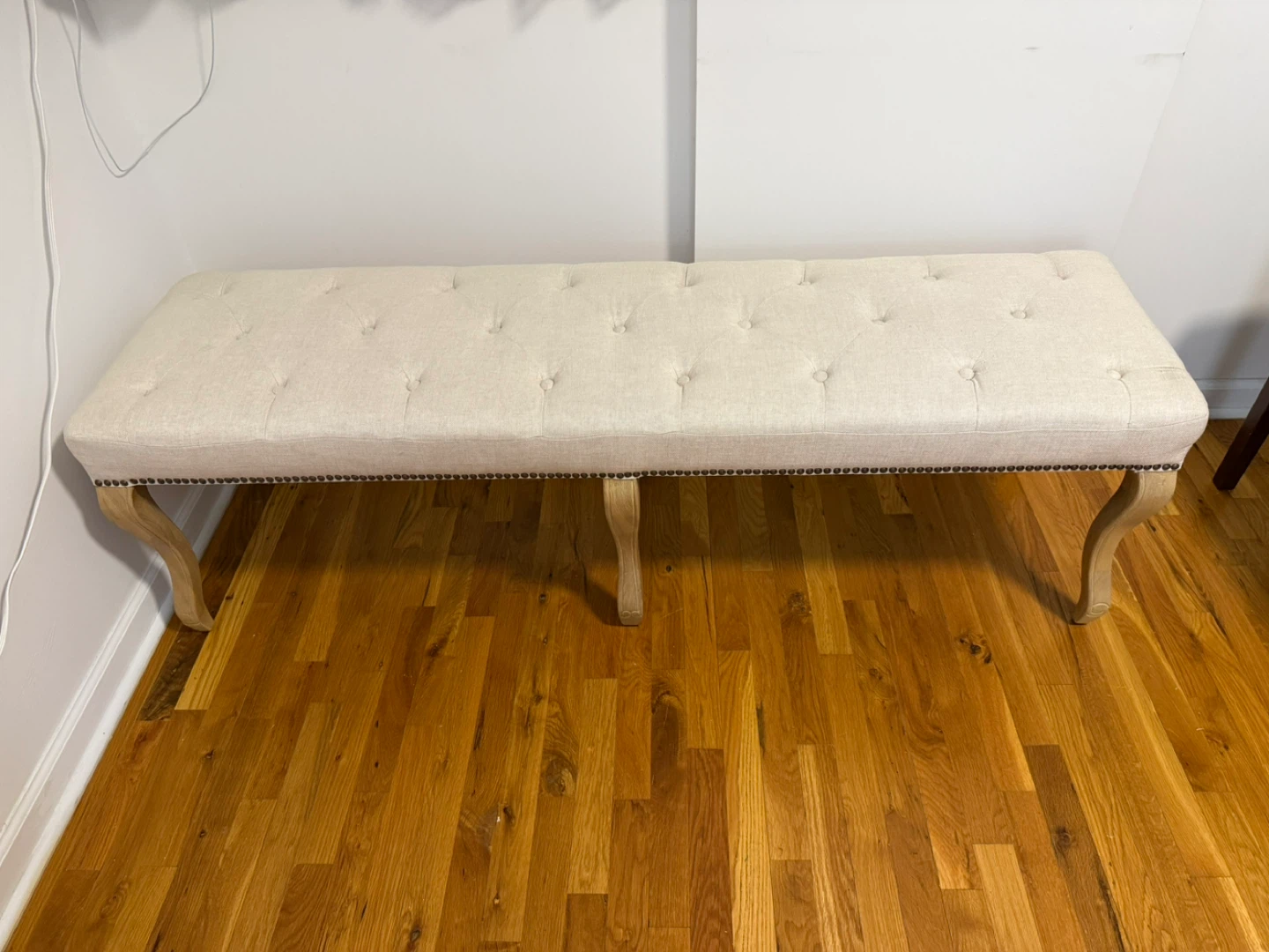 Upholstered Bench with Cabriole Legs - photo 2