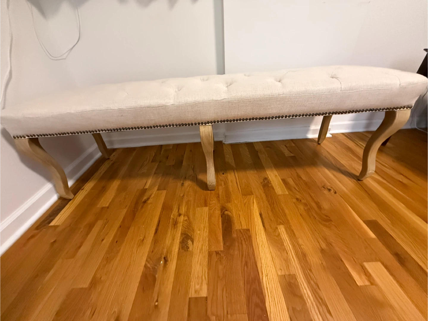 Upholstered Bench with Cabriole Legs - photo 4
