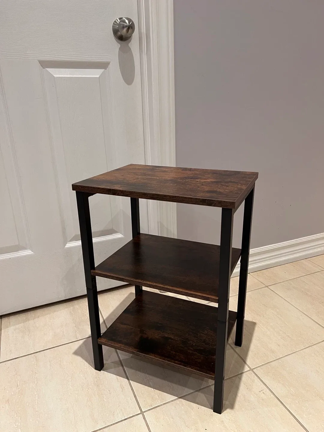 Brown & Black End Table with 3 Shelves image indicator(4)
